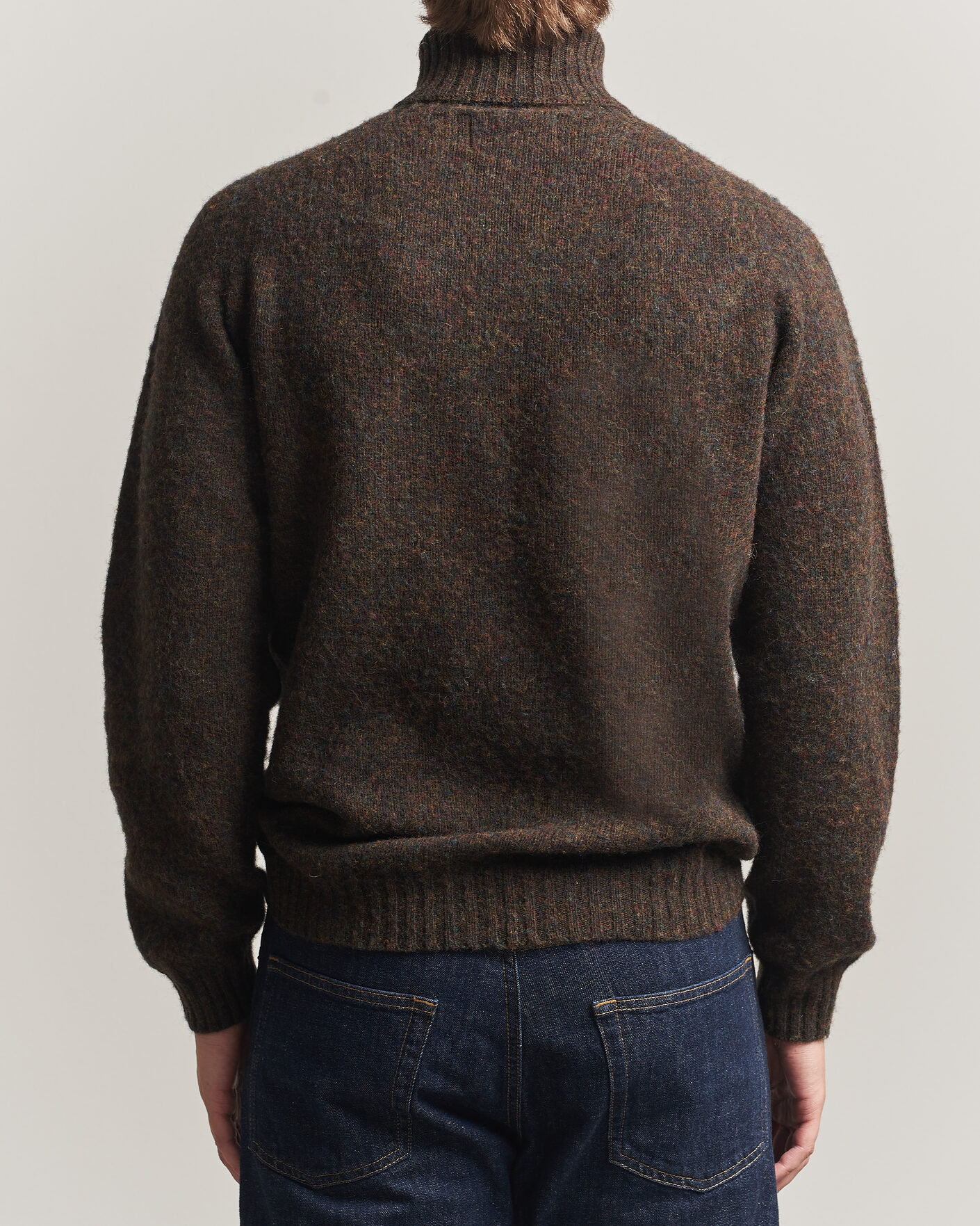 Hombres | Jerséis y prendas de punto | Harley Of Scotland | Brushed Supersoft Lambswool Rollneck Carob