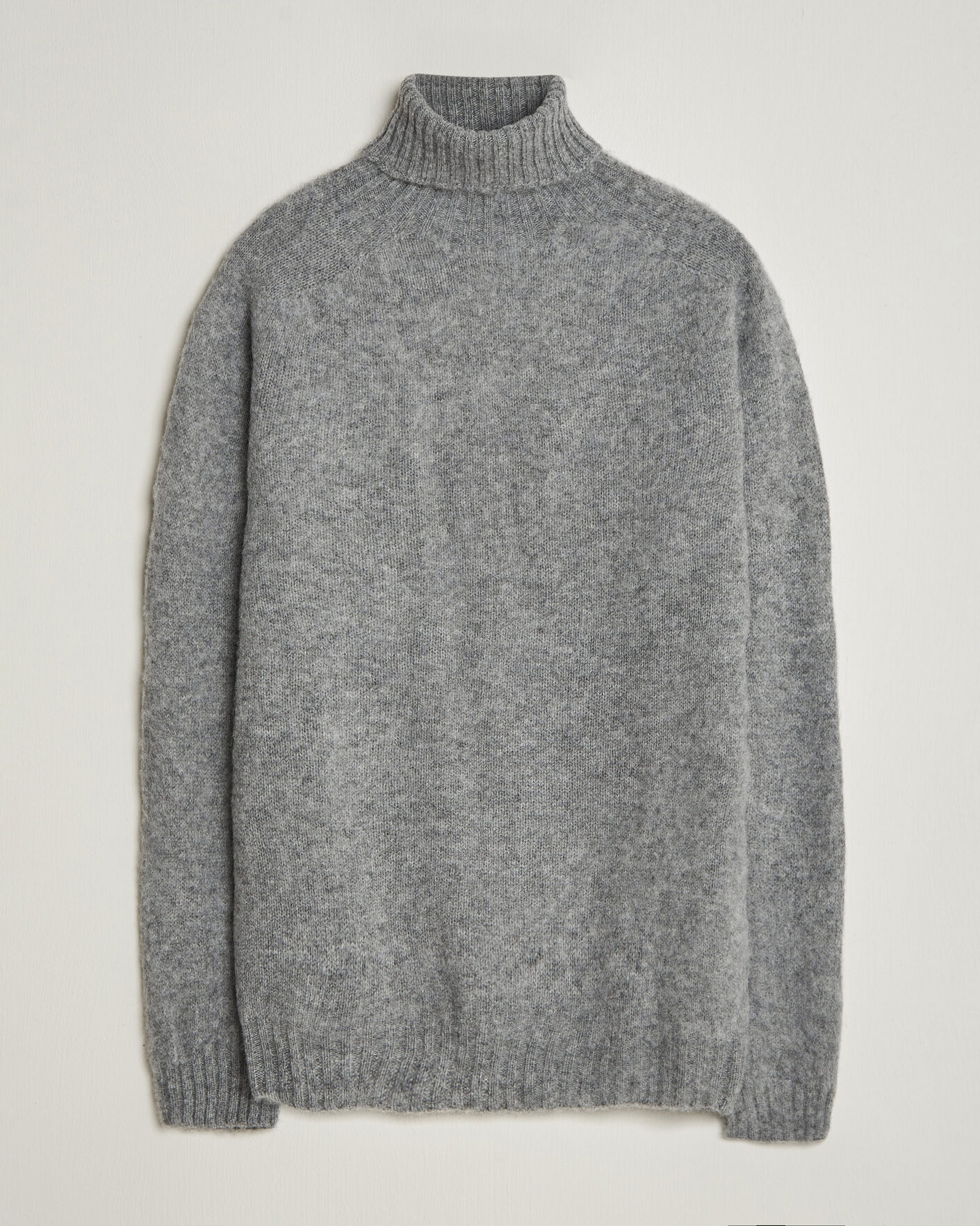 Hombres | Jerséis y prendas de punto | Harley Of Scotland | Brushed Supersoft Lambswool Rollneck Mid Grey