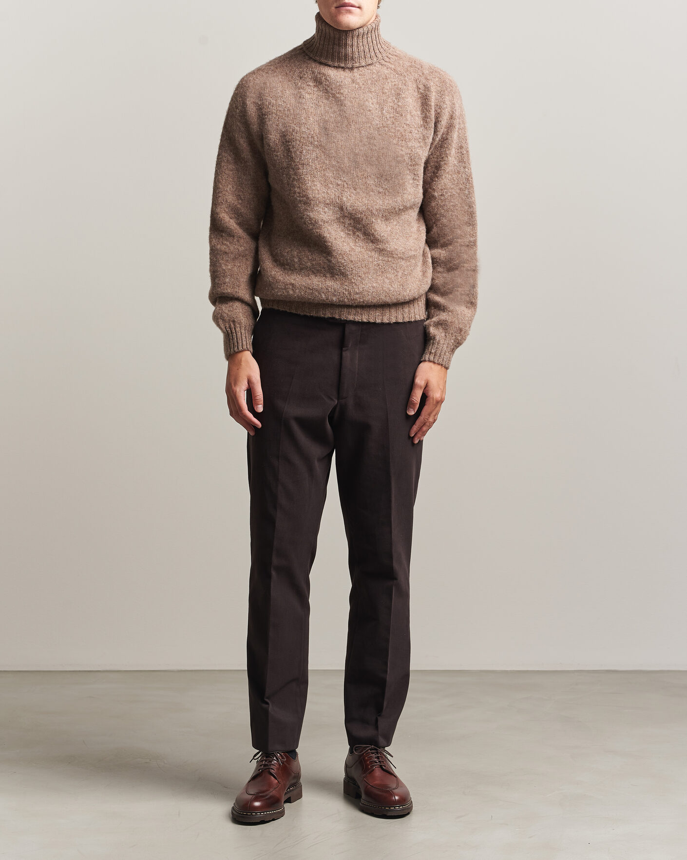 Hombres | Jerséis y prendas de punto | Harley Of Scotland | Brushed Supersoft Lambswool Rollneck Tundra