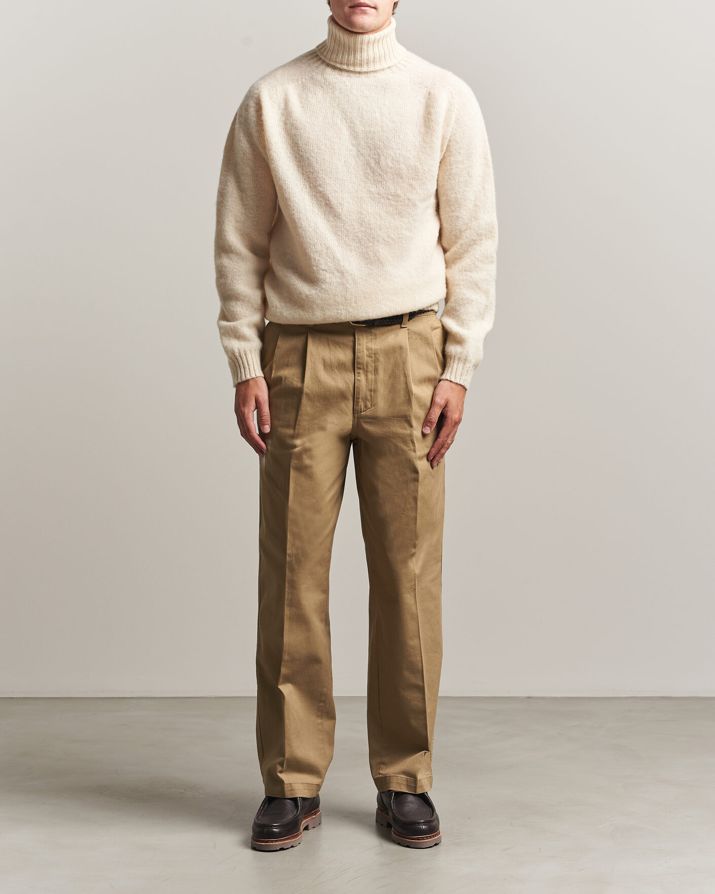 Hombres | Jerséis y prendas de punto | Harley Of Scotland | Brushed Supersoft Lambswool Rollneck Vanilla