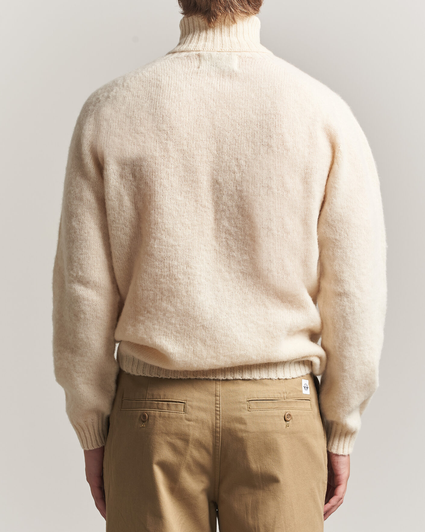 Hombres | Jerséis y prendas de punto | Harley Of Scotland | Brushed Supersoft Lambswool Rollneck Vanilla