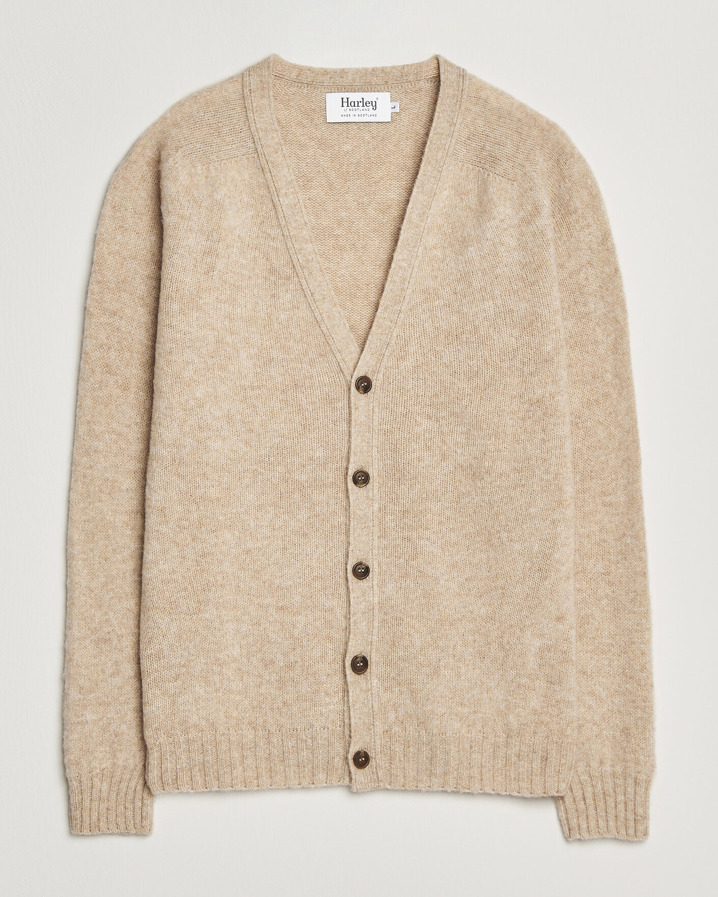Hombres | Jerséis y prendas de punto | Harley Of Scotland | Brushed Supersoft Lambswool Cardigan Calico