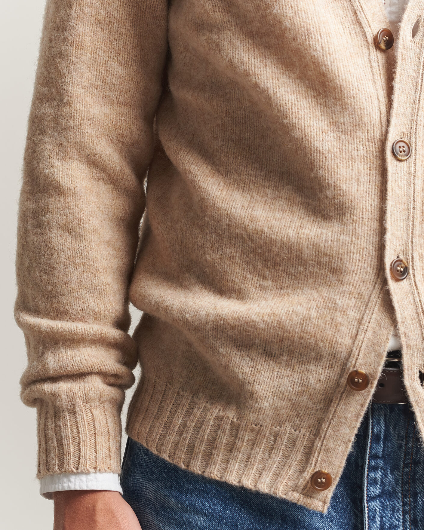 Hombres | Jerséis y prendas de punto | Harley Of Scotland | Brushed Supersoft Lambswool Cardigan Calico