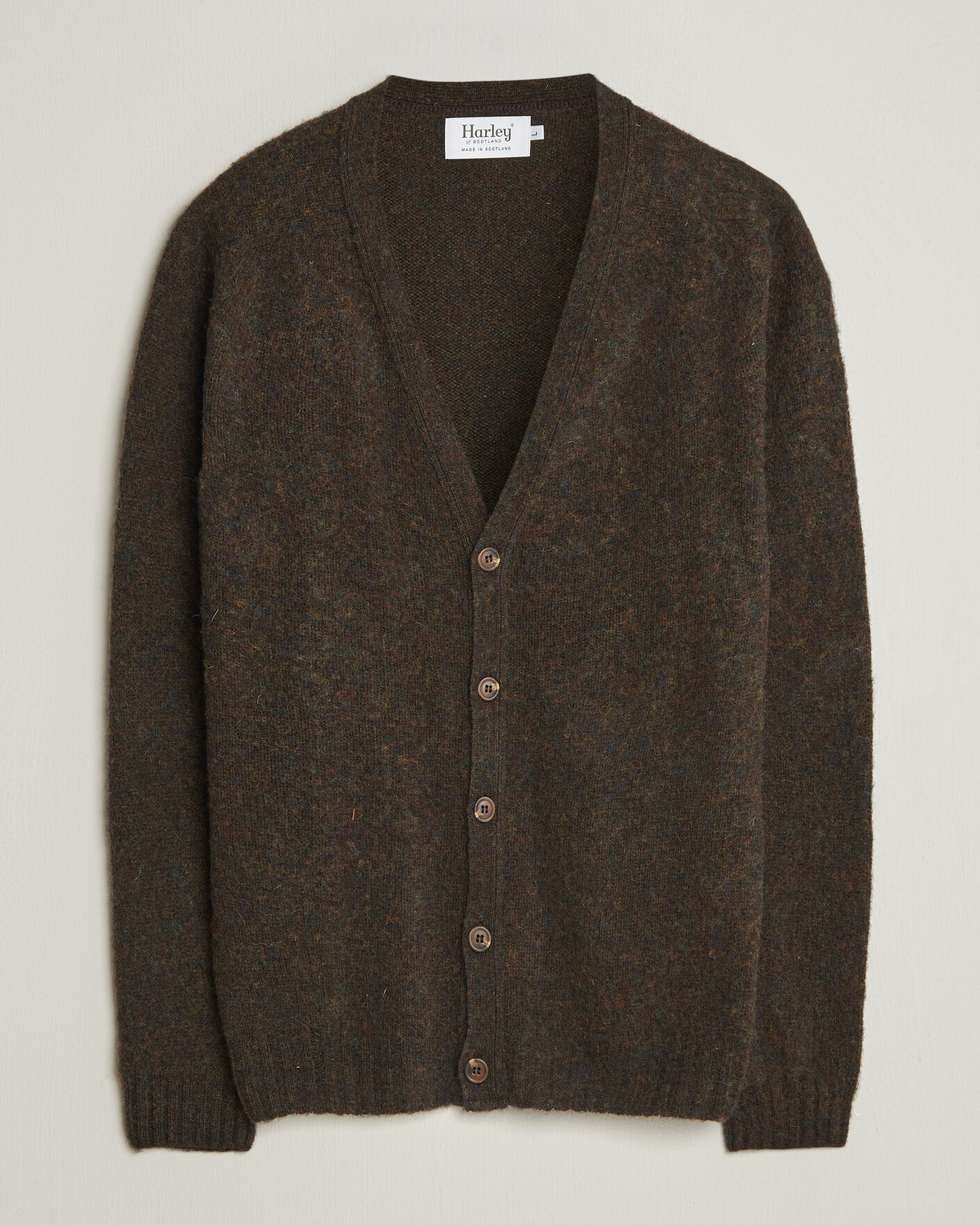 Hombres | Jerséis y prendas de punto | Harley Of Scotland | Brushed Supersoft Lambswool Cardigan Carob