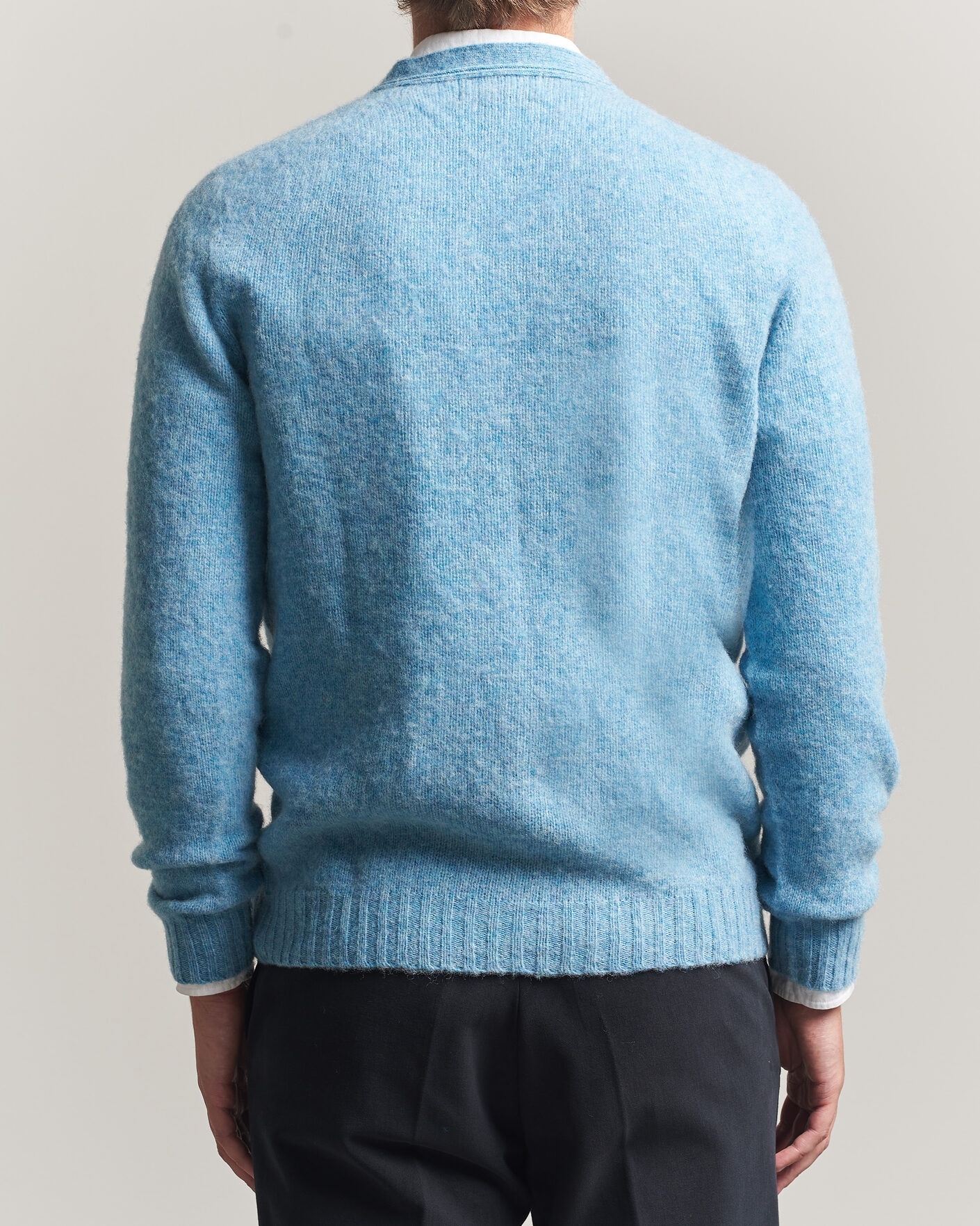 Hombres | Jerséis y prendas de punto | Harley Of Scotland | Brushed Supersoft Lambswool Cardigan Loch Blue