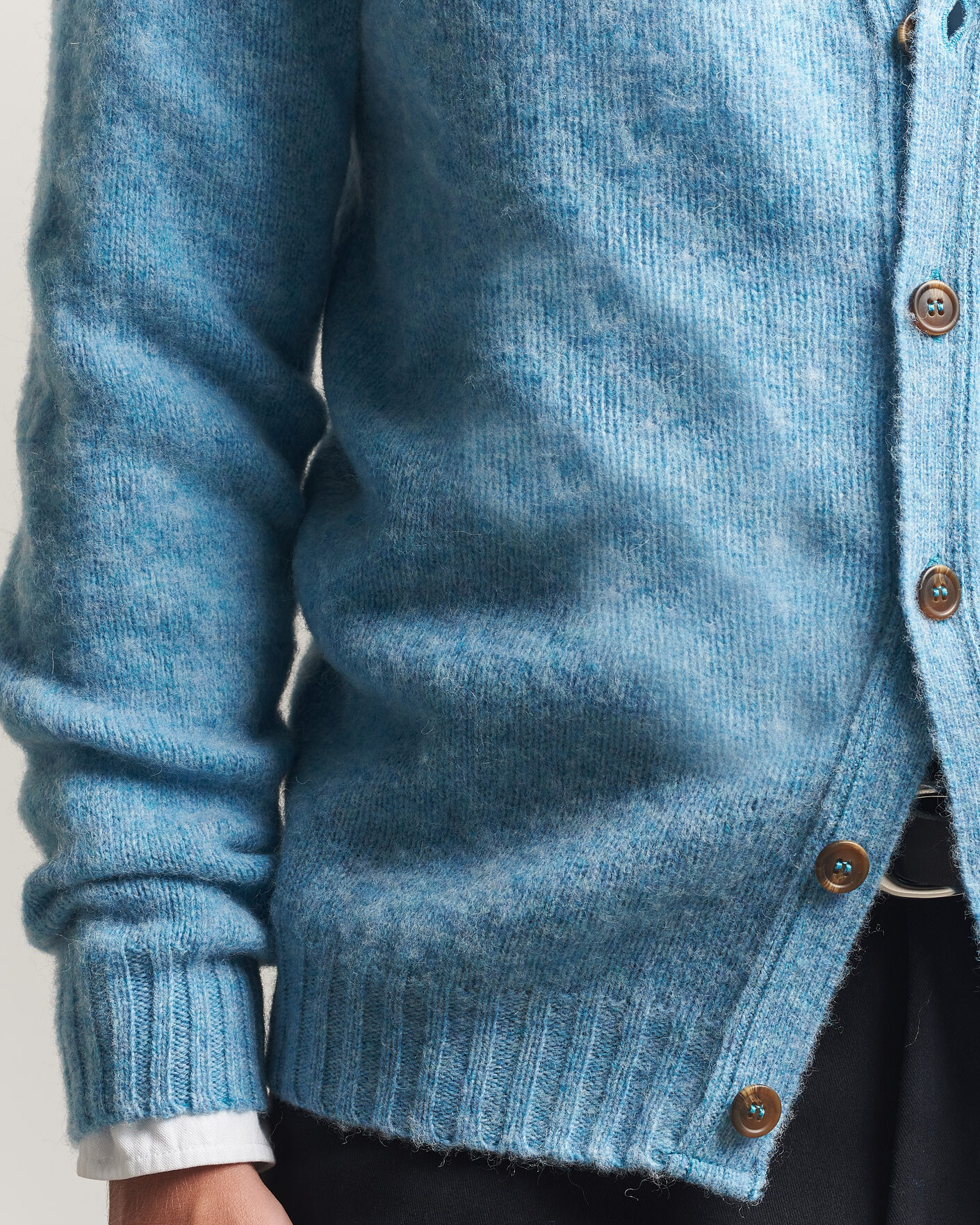 Hombres | Jerséis y prendas de punto | Harley Of Scotland | Brushed Supersoft Lambswool Cardigan Loch Blue