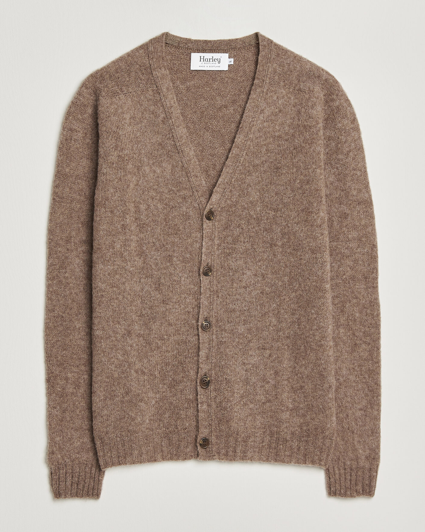 Hombres | Jerséis y prendas de punto | Harley Of Scotland | Brushed Supersoft Lambswool Cardigan Tundra