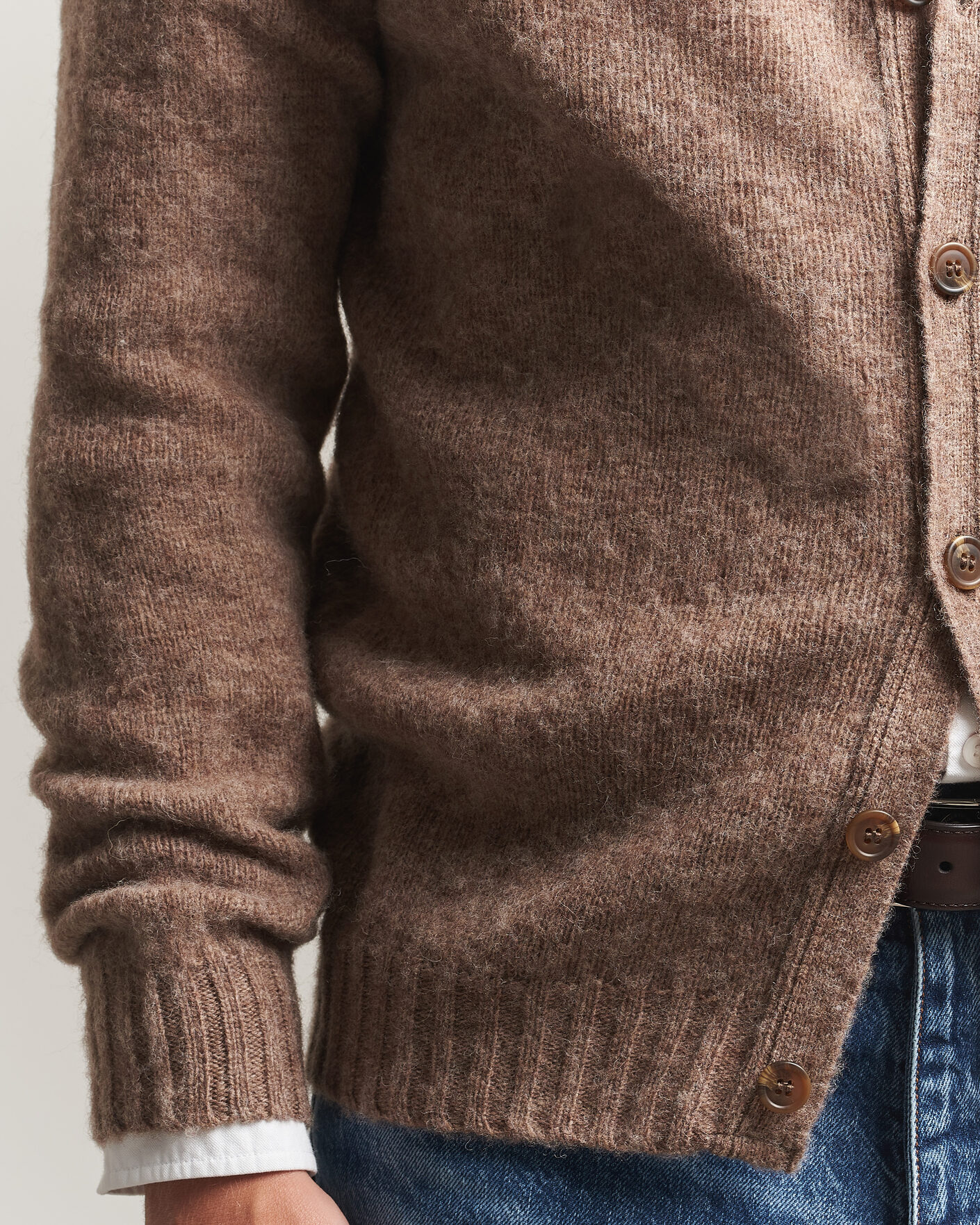 Hombres | Jerséis y prendas de punto | Harley Of Scotland | Brushed Supersoft Lambswool Cardigan Tundra