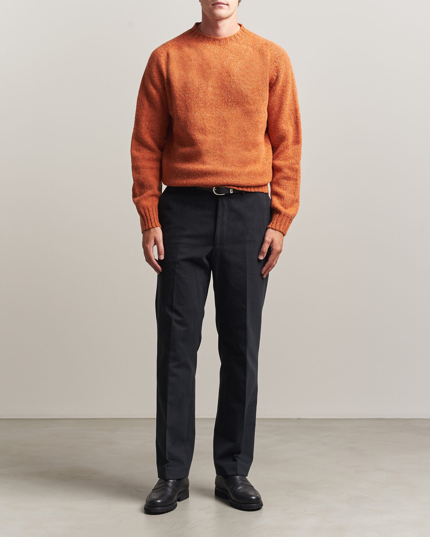 Hombres | Business & Beyond | Harley Of Scotland | Donegal Wool Crewneck Orange