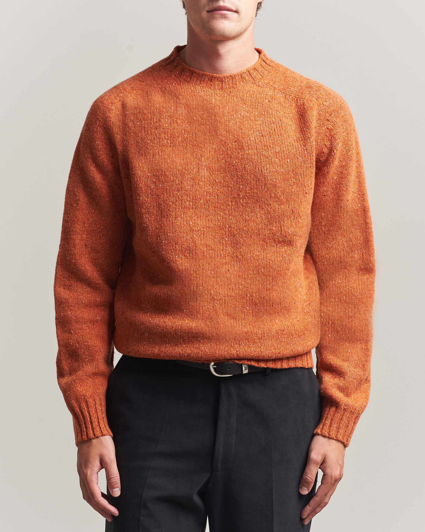 Hombres | Business & Beyond | Harley Of Scotland | Donegal Wool Crewneck Orange