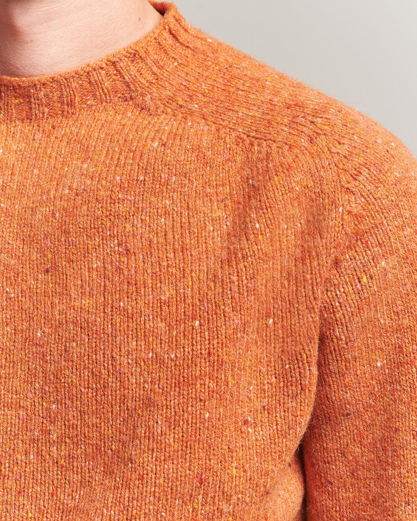 Hombres | Business & Beyond | Harley Of Scotland | Donegal Wool Crewneck Orange