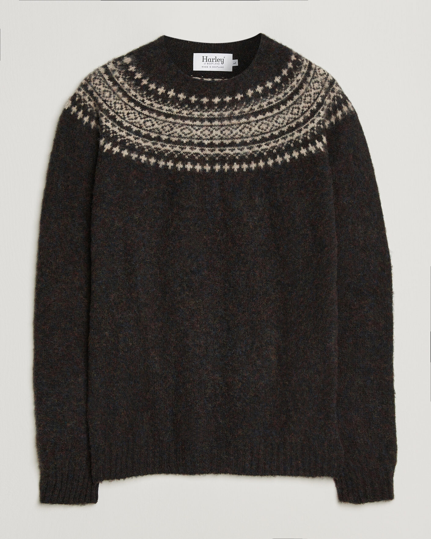 Hombres | Jerséis y prendas de punto | Harley Of Scotland | Brushed Supersoft Lambswool Yolk Fairisle Volcano/Cameo