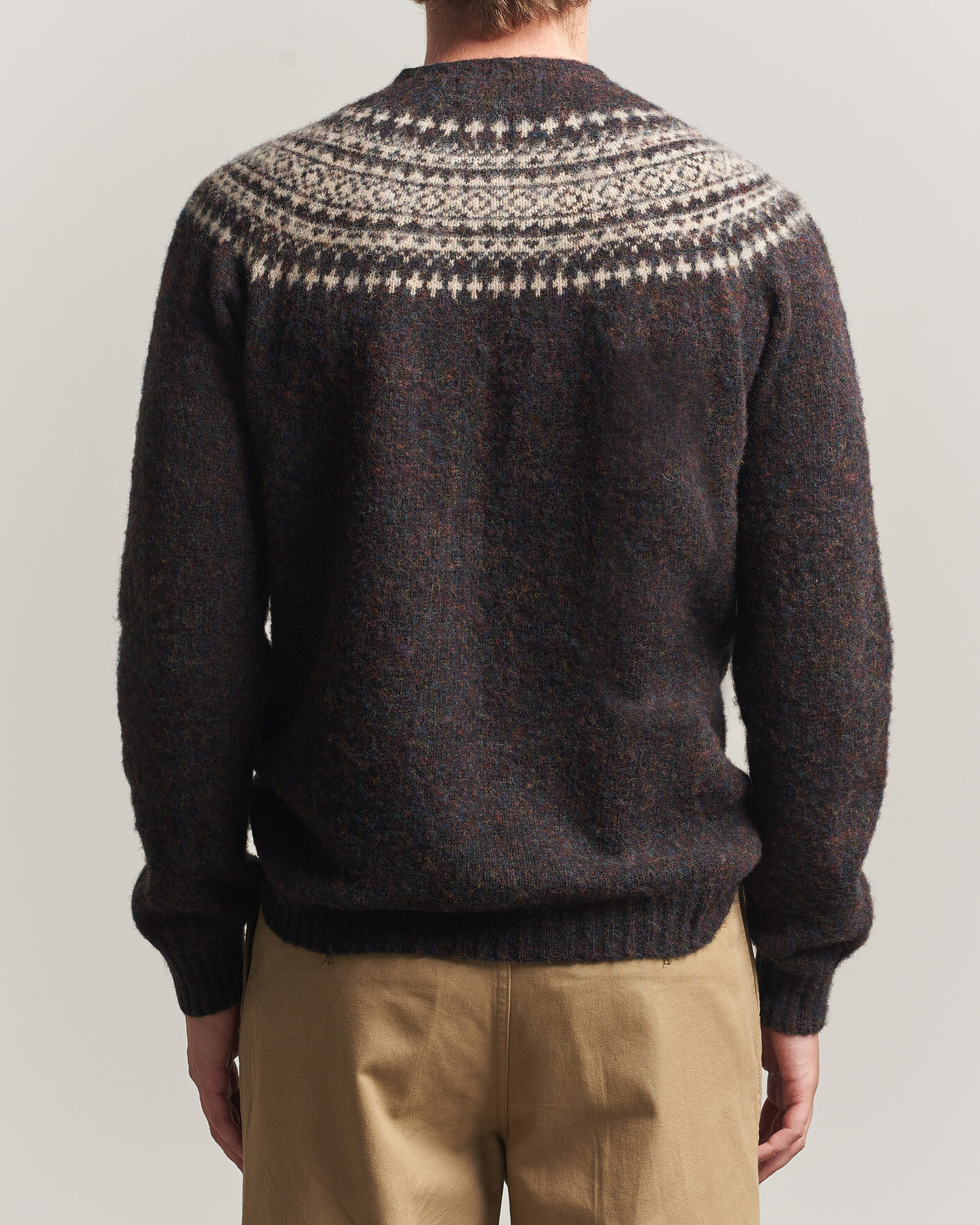 Hombres | Jerséis y prendas de punto | Harley Of Scotland | Brushed Supersoft Lambswool Yolk Fairisle Volcano/Cameo