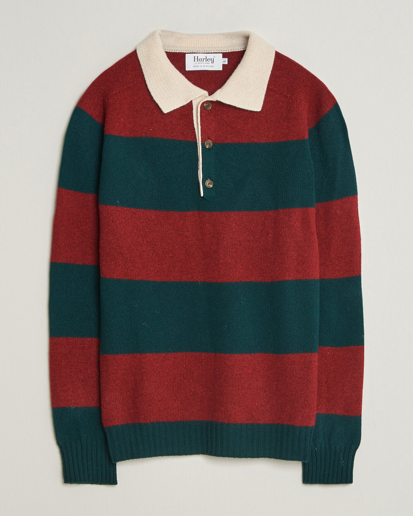 Hombres | Jerséis y prendas de punto | Harley Of Scotland | Supersoft 2ply Lambswool Rugby Green/Red