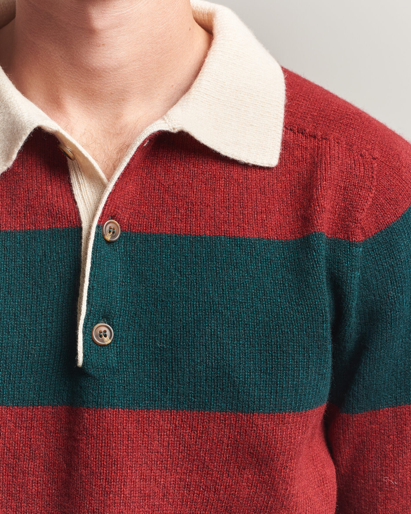 Hombres | Jerséis y prendas de punto | Harley Of Scotland | Supersoft 2ply Lambswool Rugby Green/Red