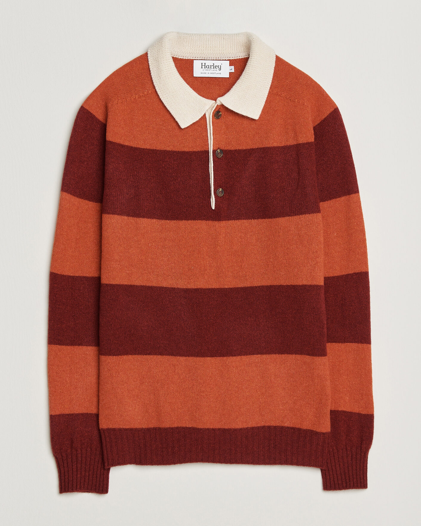 Hombres | Jerséis y prendas de punto | Harley Of Scotland | Supersoft 2ply Lambswool Rugby Red/Orange