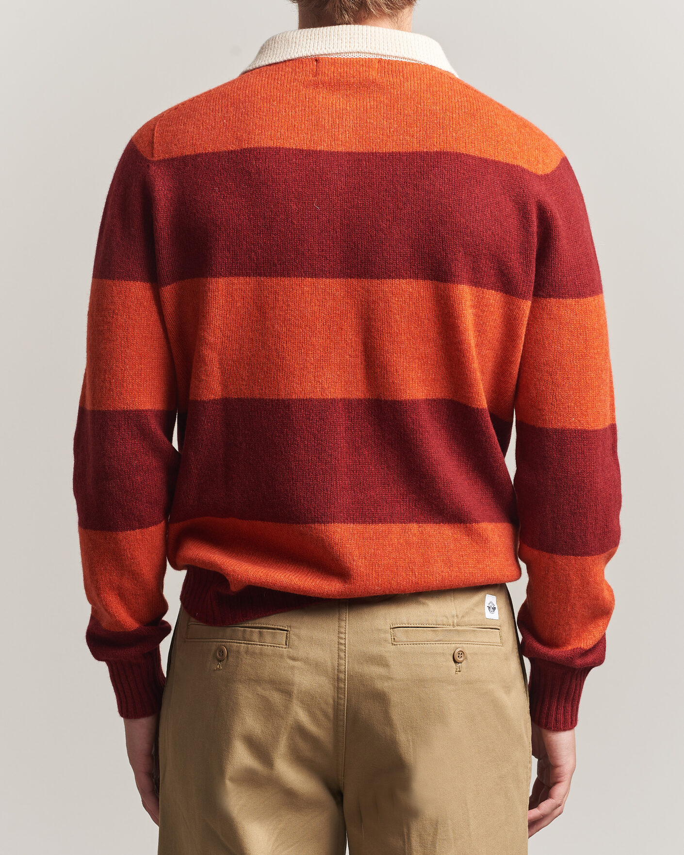 Hombres | Jerséis y prendas de punto | Harley Of Scotland | Supersoft 2ply Lambswool Rugby Red/Orange