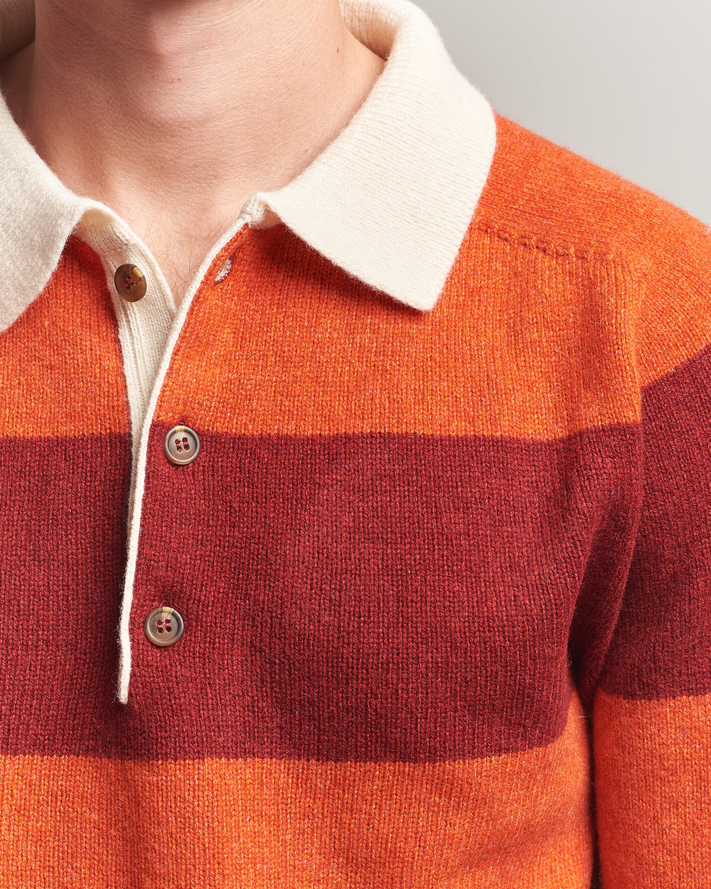 Hombres | Jerséis y prendas de punto | Harley Of Scotland | Supersoft 2ply Lambswool Rugby Red/Orange