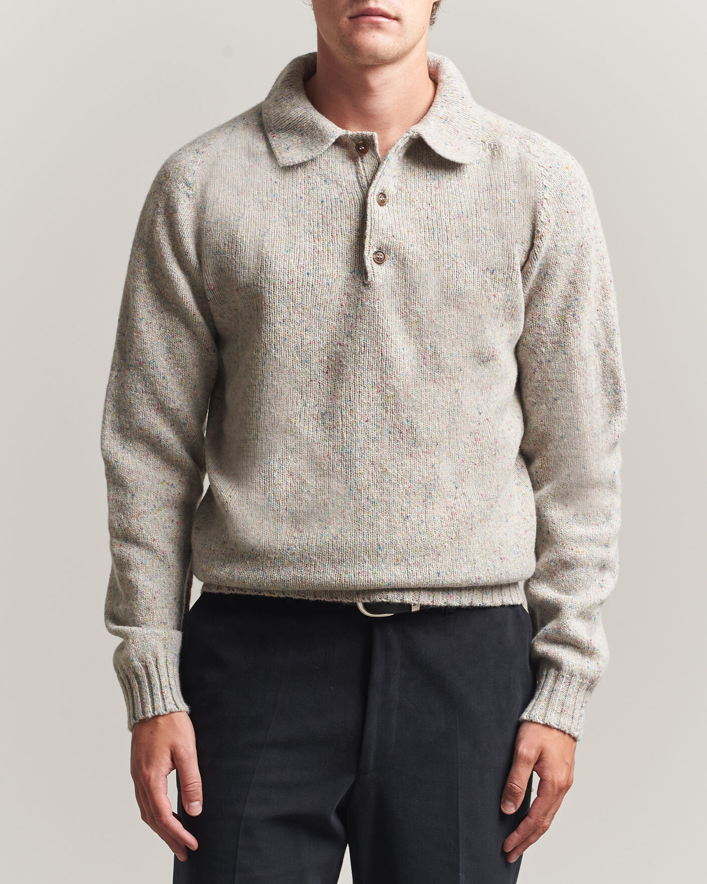 Hombres | Jerséis y prendas de punto | Harley Of Scotland | Donegal Wool Polo Machair
