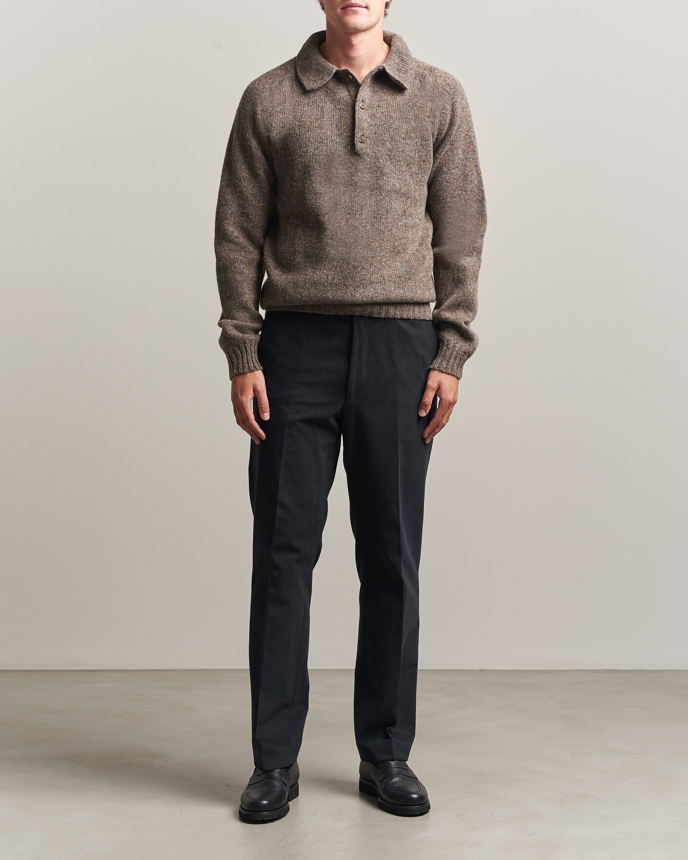 Hombres | Jerséis y prendas de punto | Harley Of Scotland | Donegal Wool Polo Brown