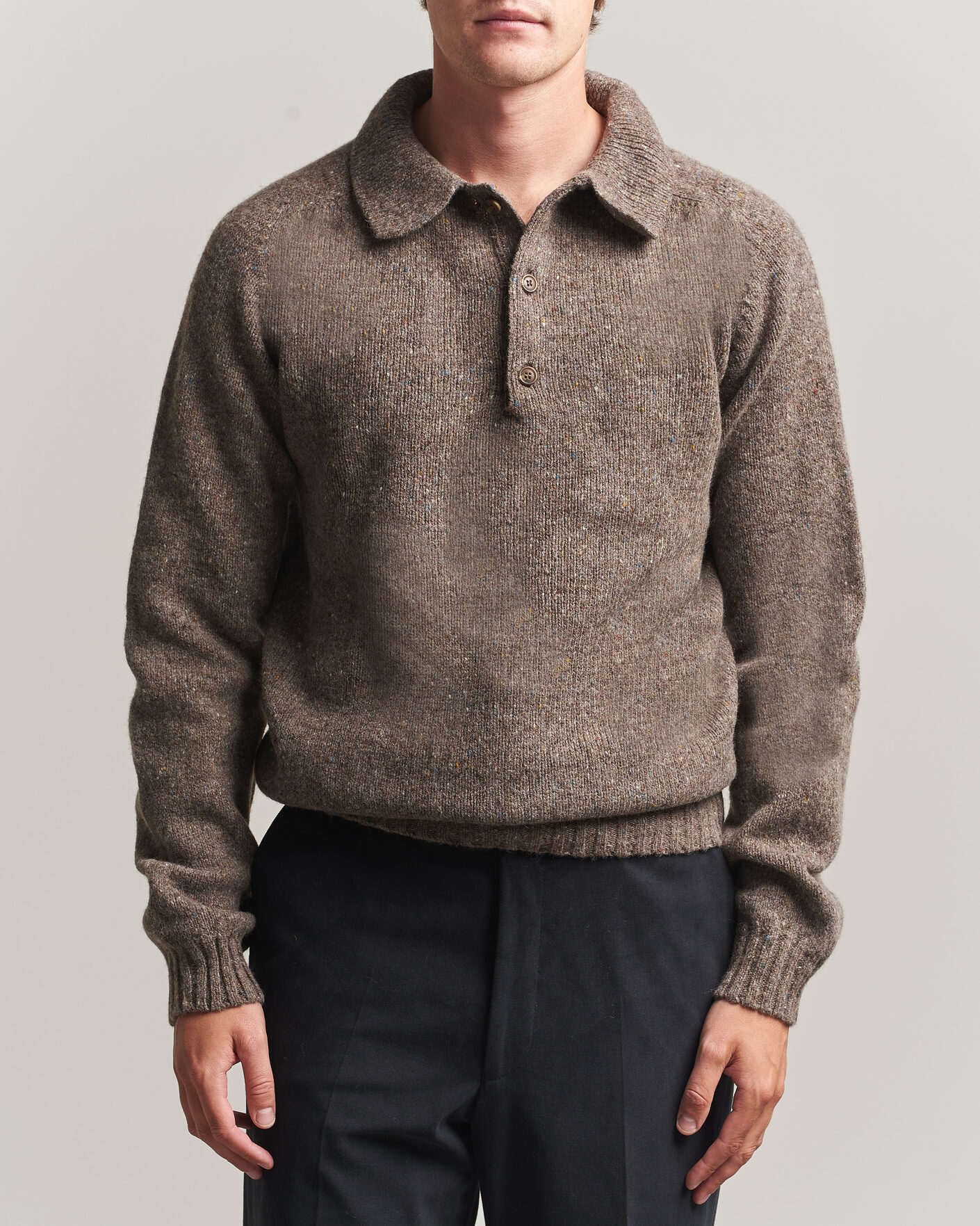 Hombres | Jerséis y prendas de punto | Harley Of Scotland | Donegal Wool Polo Brown