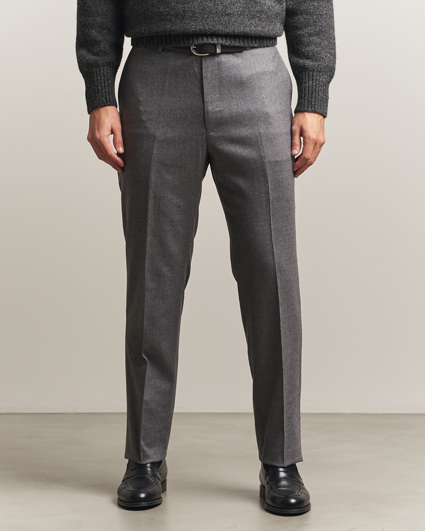 Hombres | Pantalones | Kamakura Shirts | Saxony Wool Ivy Trousers Mid Gray