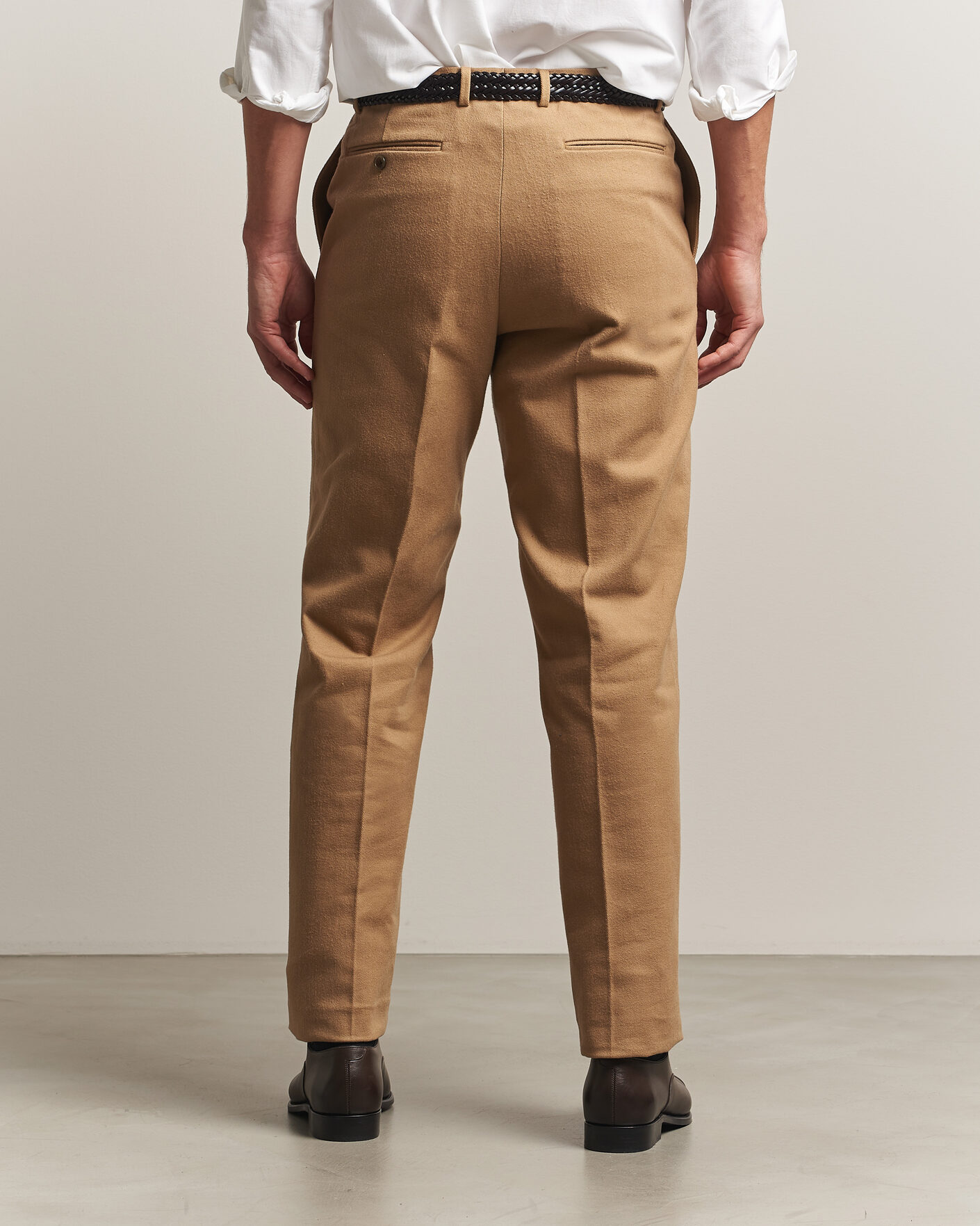 Hombres | Pantalones | Kamakura Shirts | Brushed Cotton Twill Ivy Trousers Beige