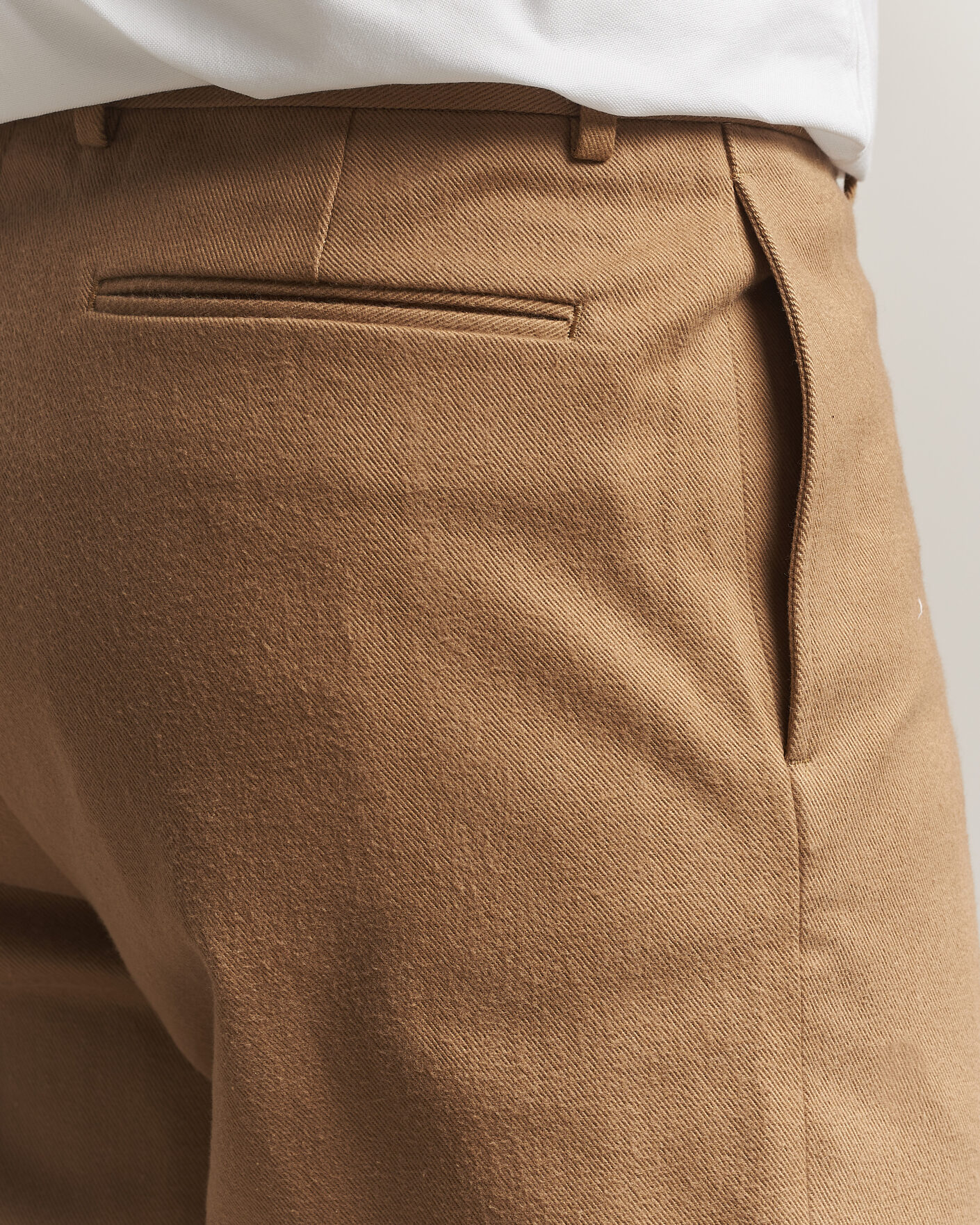 Hombres | Pantalones | Kamakura Shirts | Brushed Cotton Twill Ivy Trousers Beige