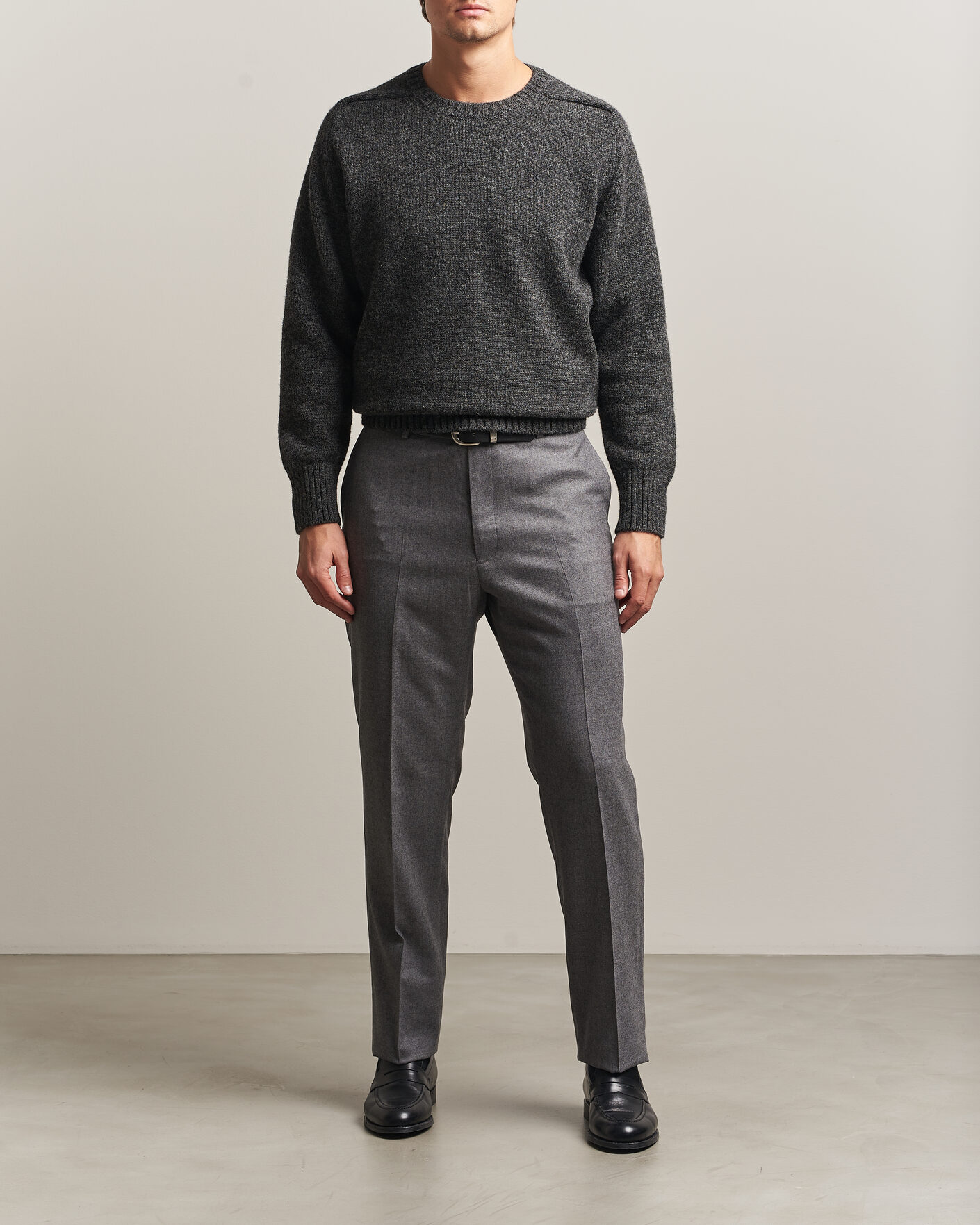 Hombres | Jerséis y prendas de punto | Kamakura Shirts | 5 Gauge Shetland Sweater Gray