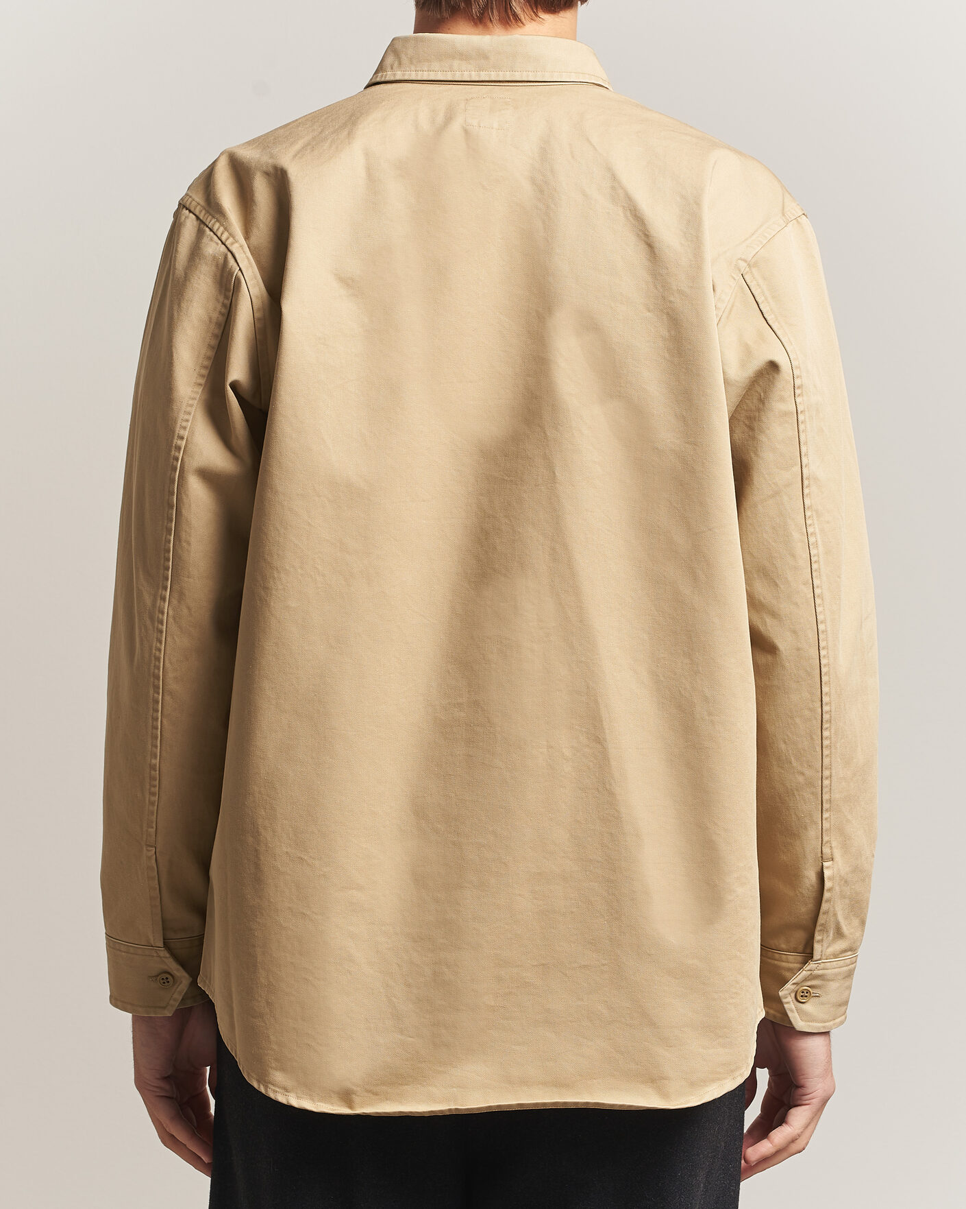 Hombres | Camisas | Kamakura Shirts | Cotton Twill CPO Overshirt Beige