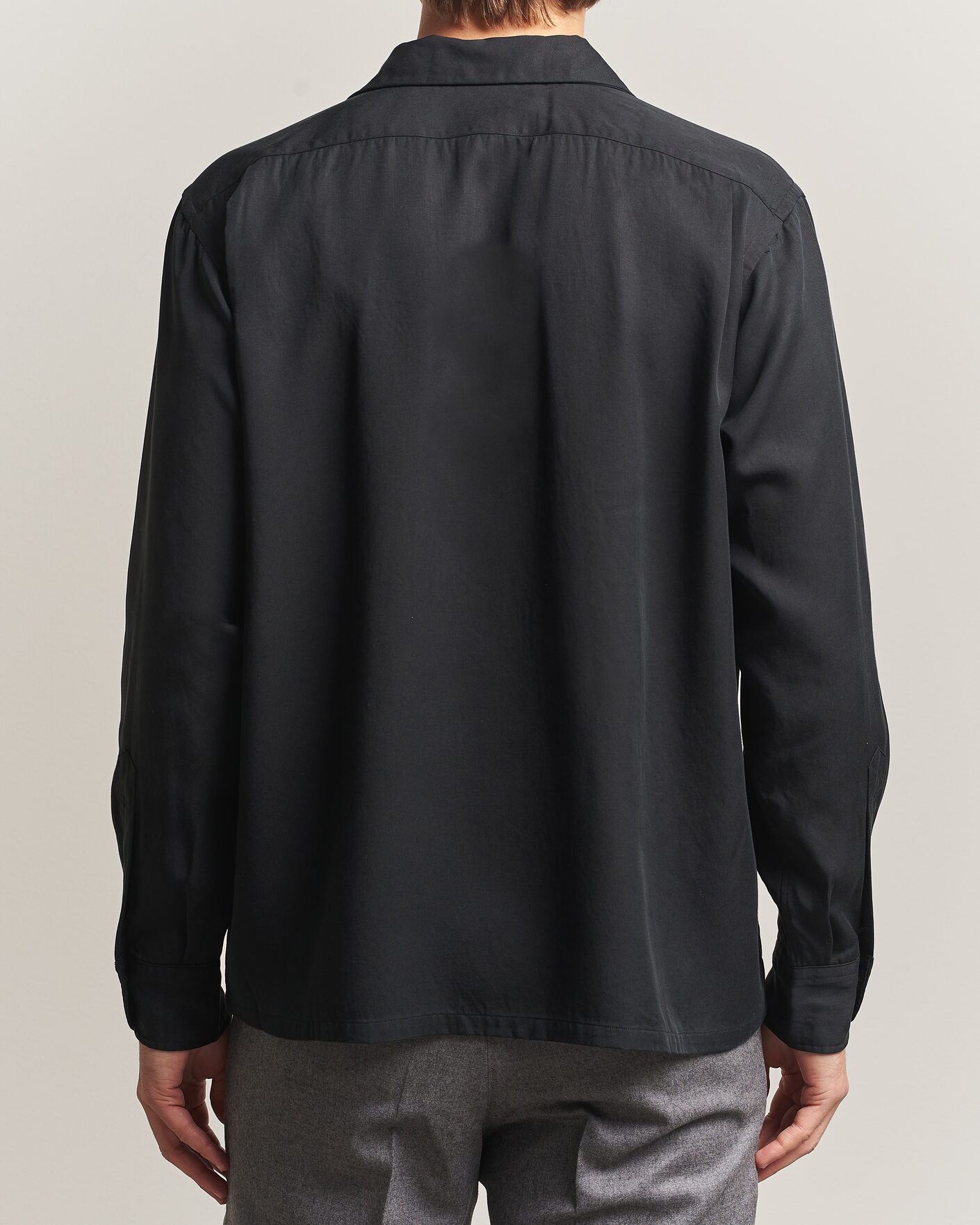 Hombres | Camisas | Kamakura Shirts | Vintage Open Collar Shirt Black