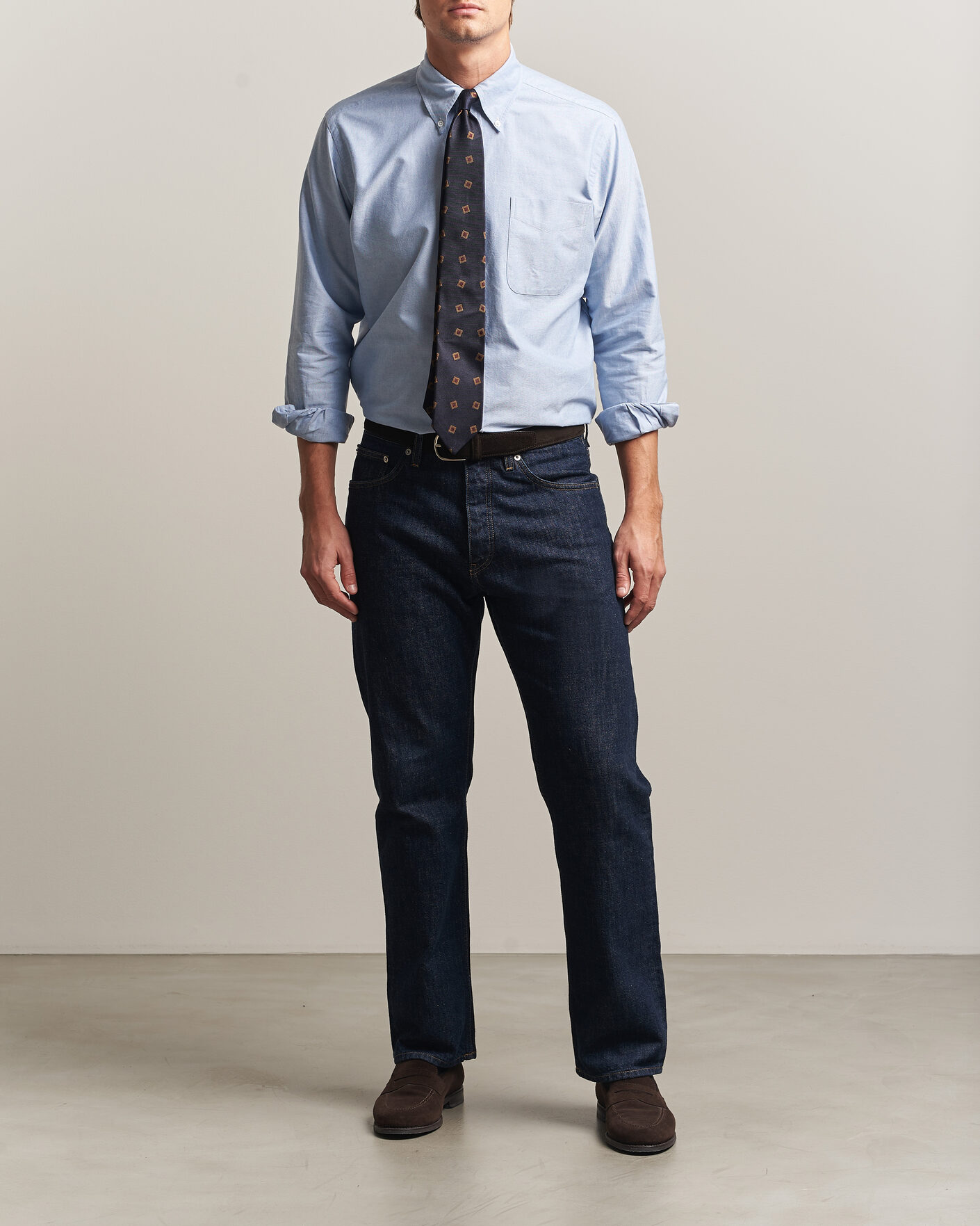 Hombres | Camisas | Kamakura Shirts | Ametora Japanese Oxford BD Shirt Light Blue