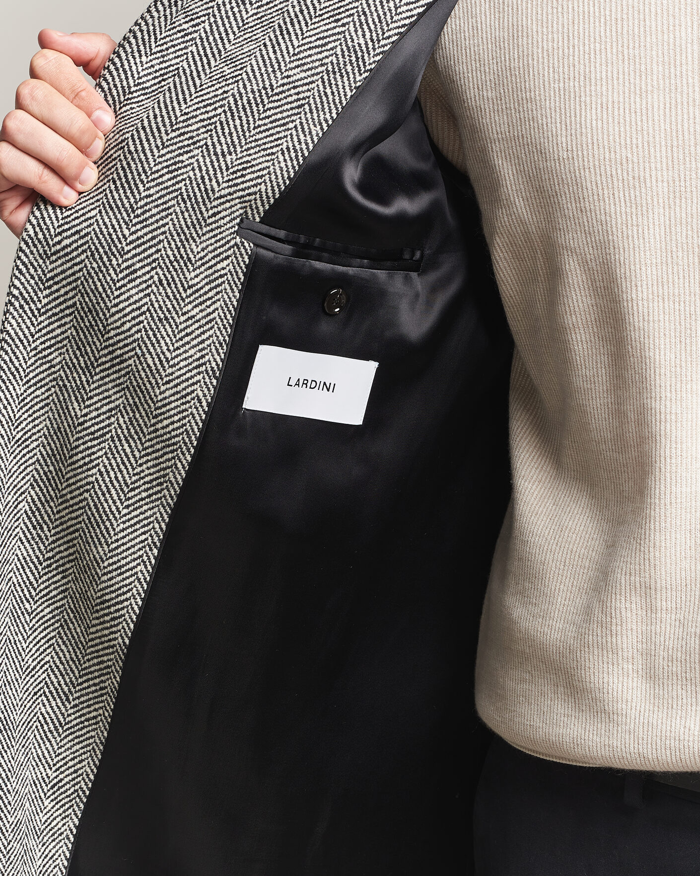 Hombres | Abrigos y chaquetas | Lardini | Wool Herringbone Raglan Coat Dark Grey
