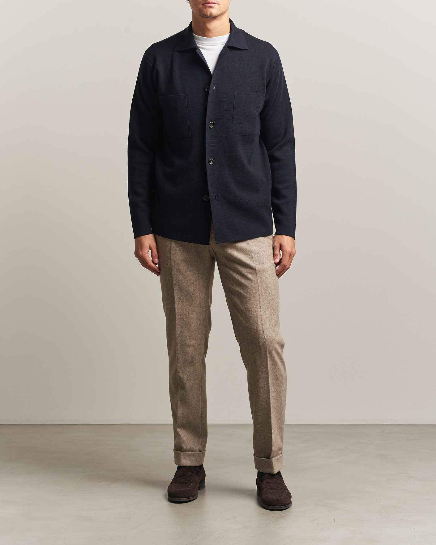 Hombres | Camisas | Lardini | Knitted Pocket Overshirt Navy