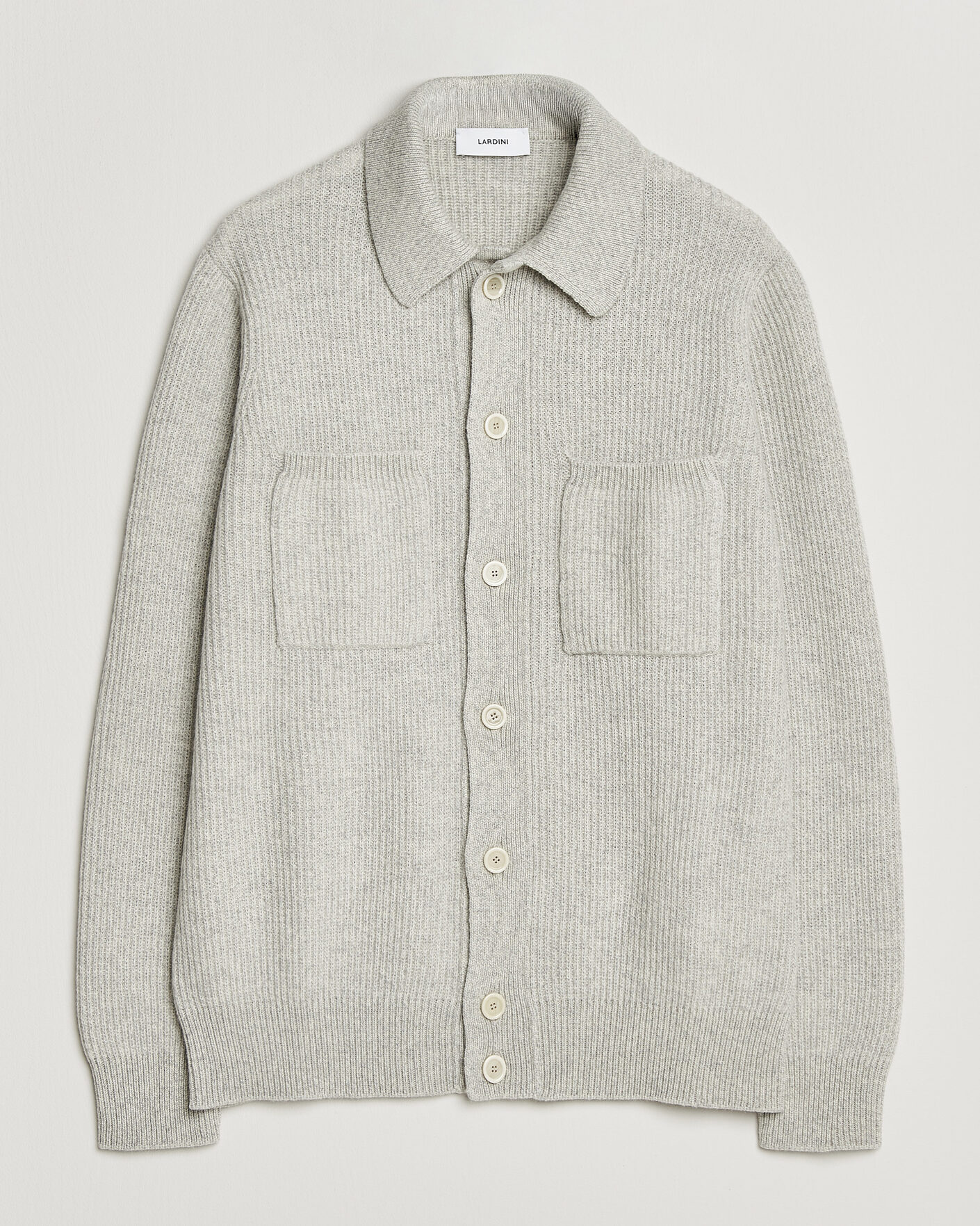 Hombres | Jerséis y prendas de punto | Lardini | Heavy Knitted Cardigan Light Grey