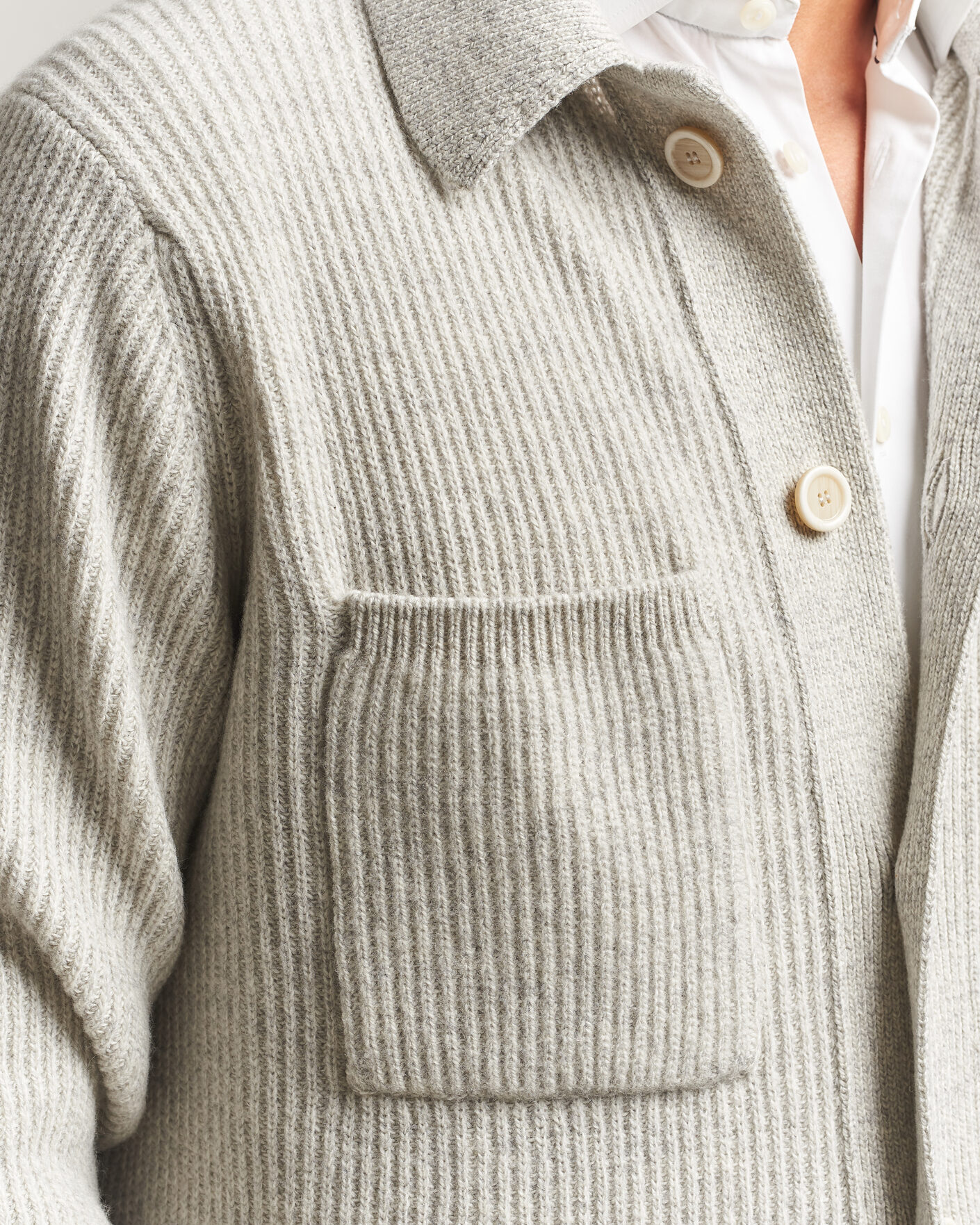Hombres | Jerséis y prendas de punto | Lardini | Heavy Knitted Cardigan Light Grey