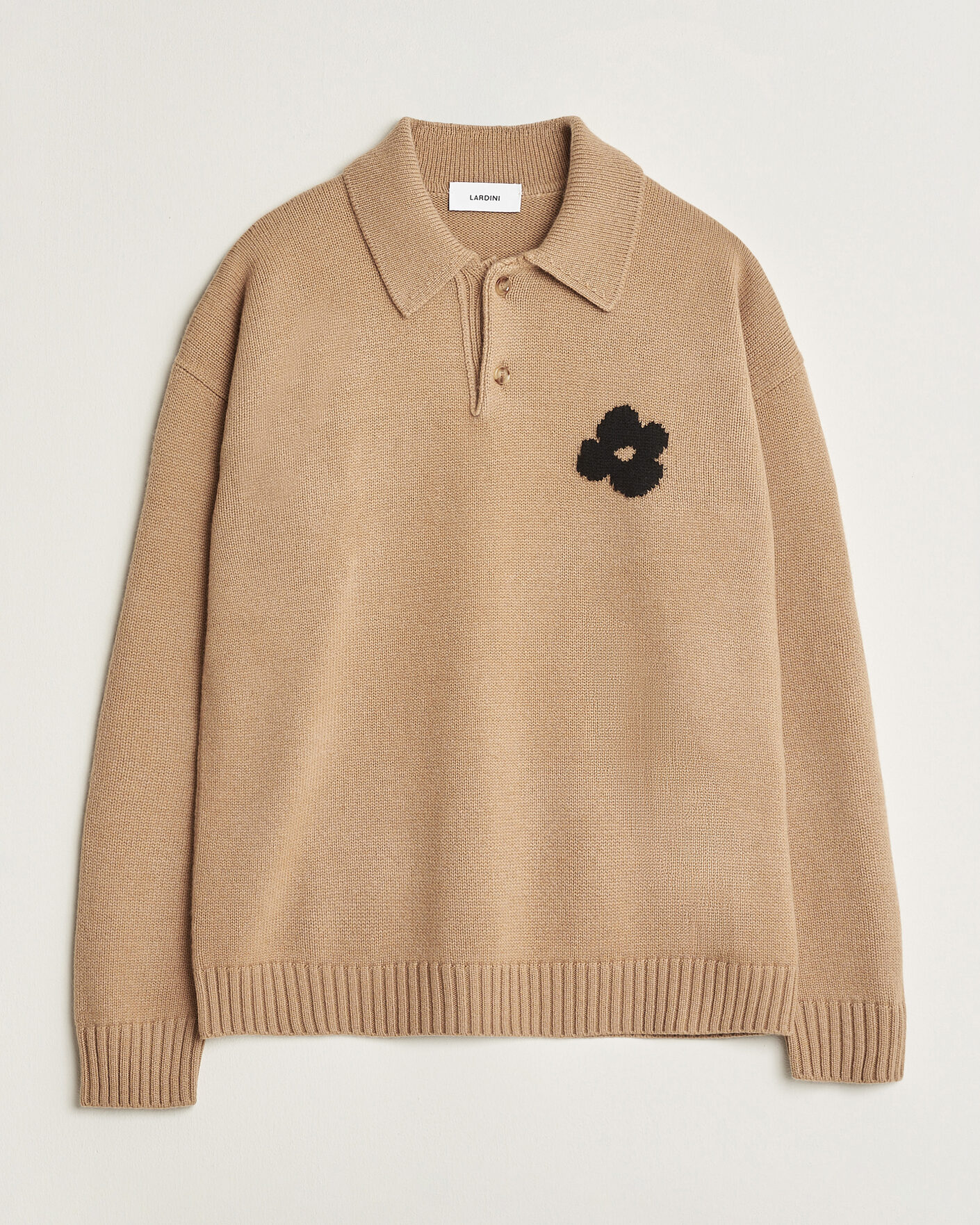 Hombres | Jerséis y prendas de punto | Lardini | Knitted Wool/Cashmere Polo Brown