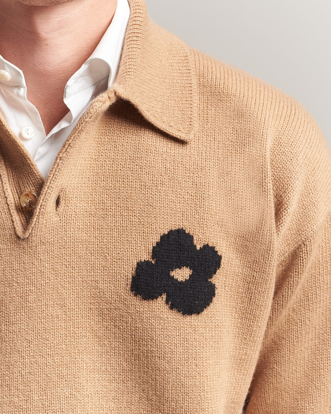 Hombres | Jerséis y prendas de punto | Lardini | Knitted Wool/Cashmere Polo Brown