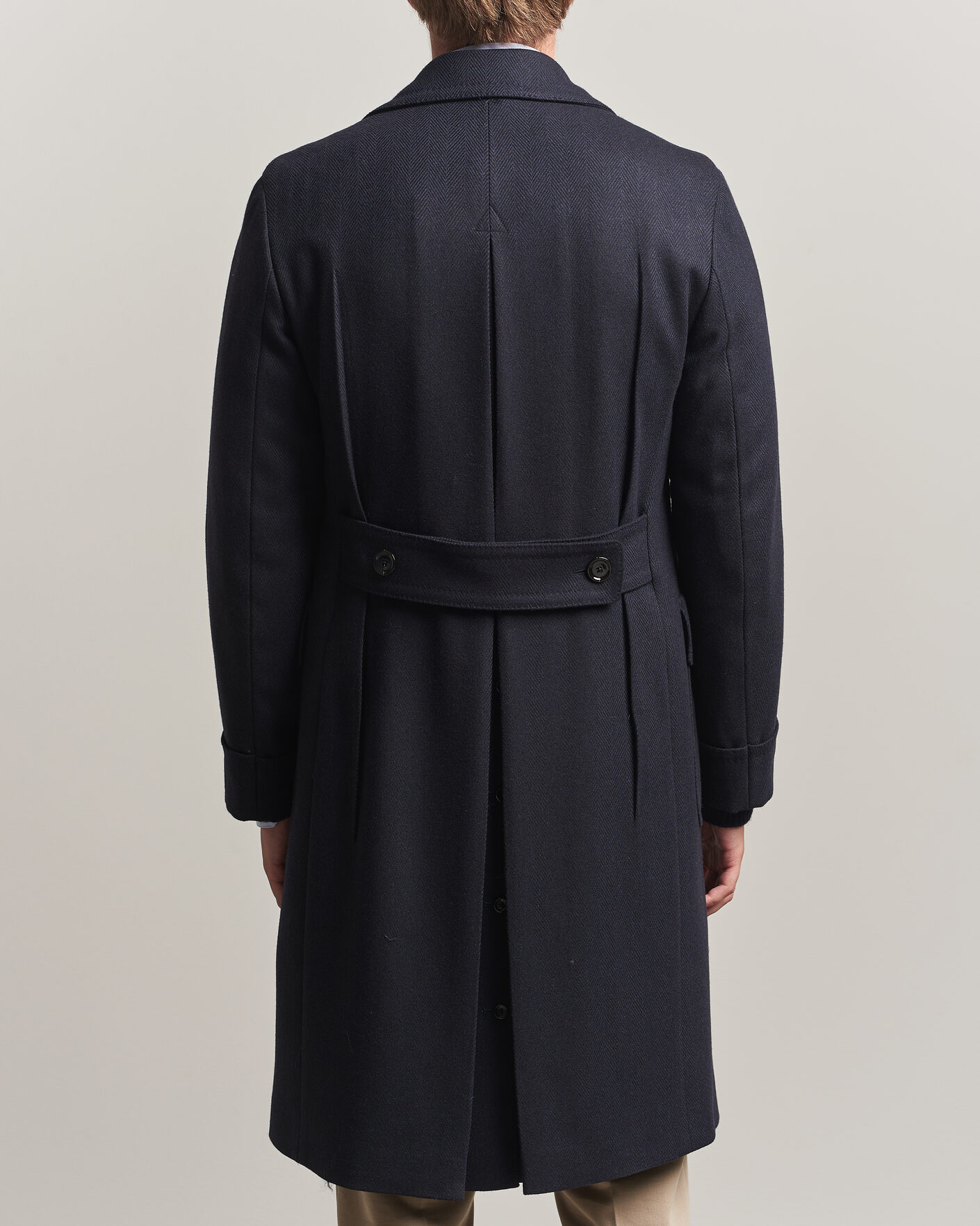 Hombres | Abrigos y chaquetas | Lardini | Ulster Wool/Cashmere Tonal Herringbone Coat Navy