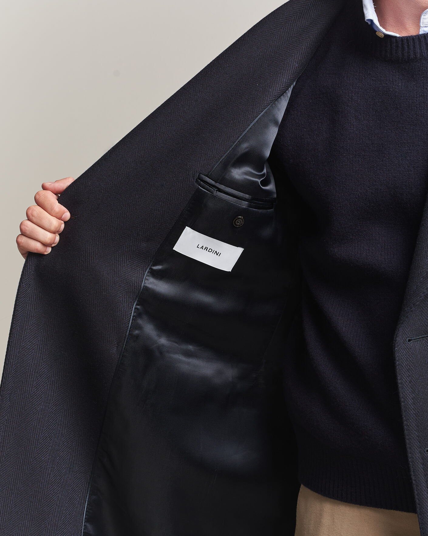 Hombres | Abrigos y chaquetas | Lardini | Ulster Wool/Cashmere Tonal Herringbone Coat Navy