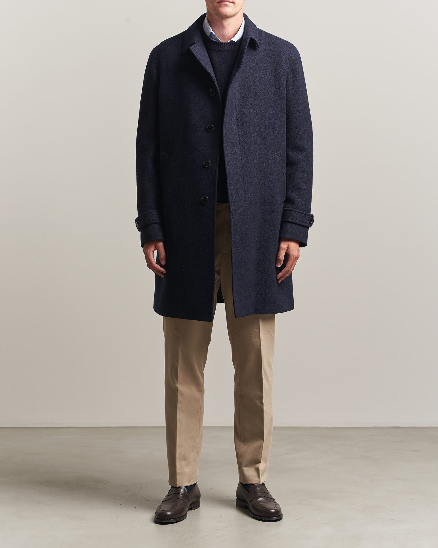 Hombres | Abrigos y chaquetas | Lardini | Wool/Cashmere Boucle Car Coat Navy
