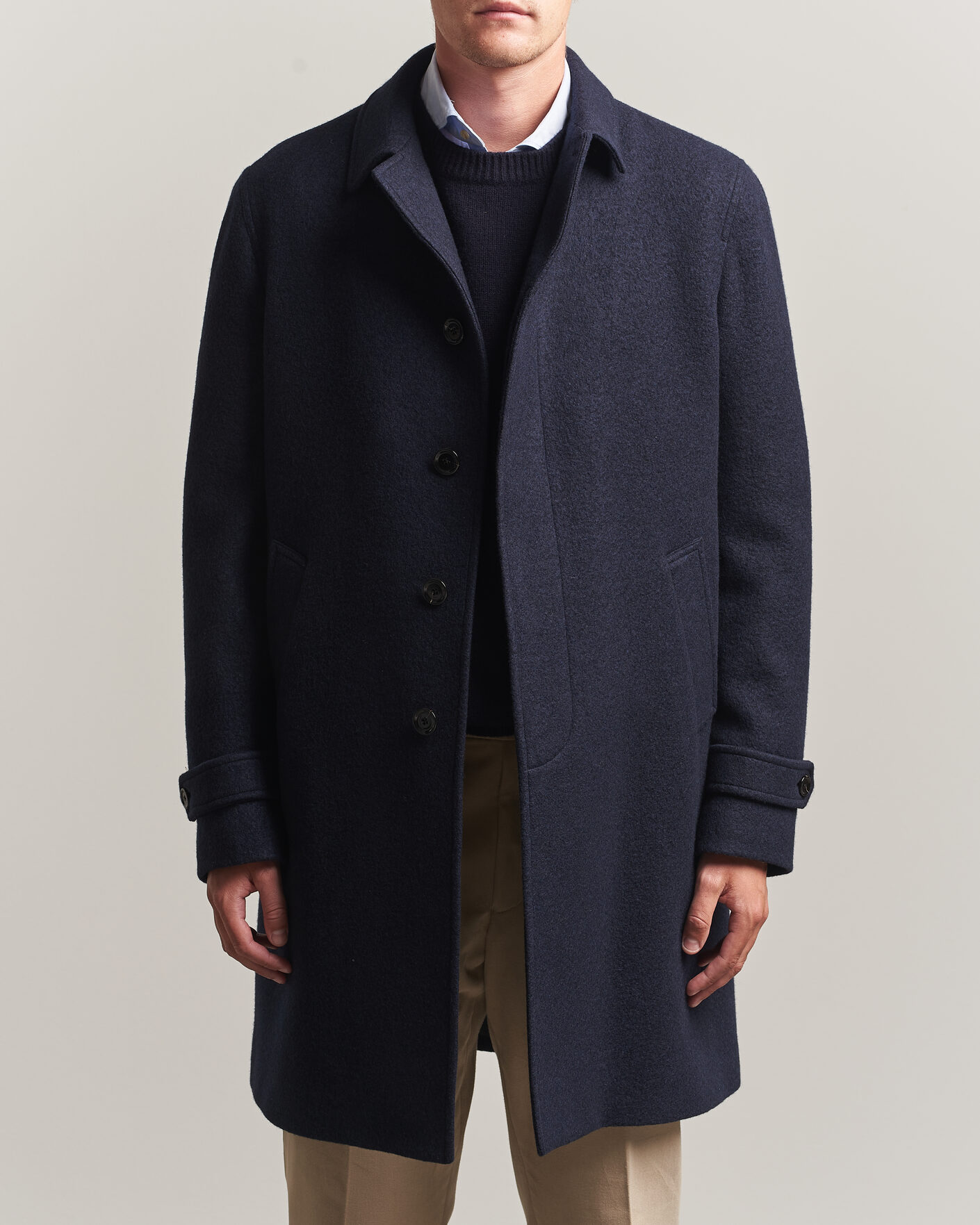Hombres | Abrigos y chaquetas | Lardini | Wool/Cashmere Boucle Car Coat Navy