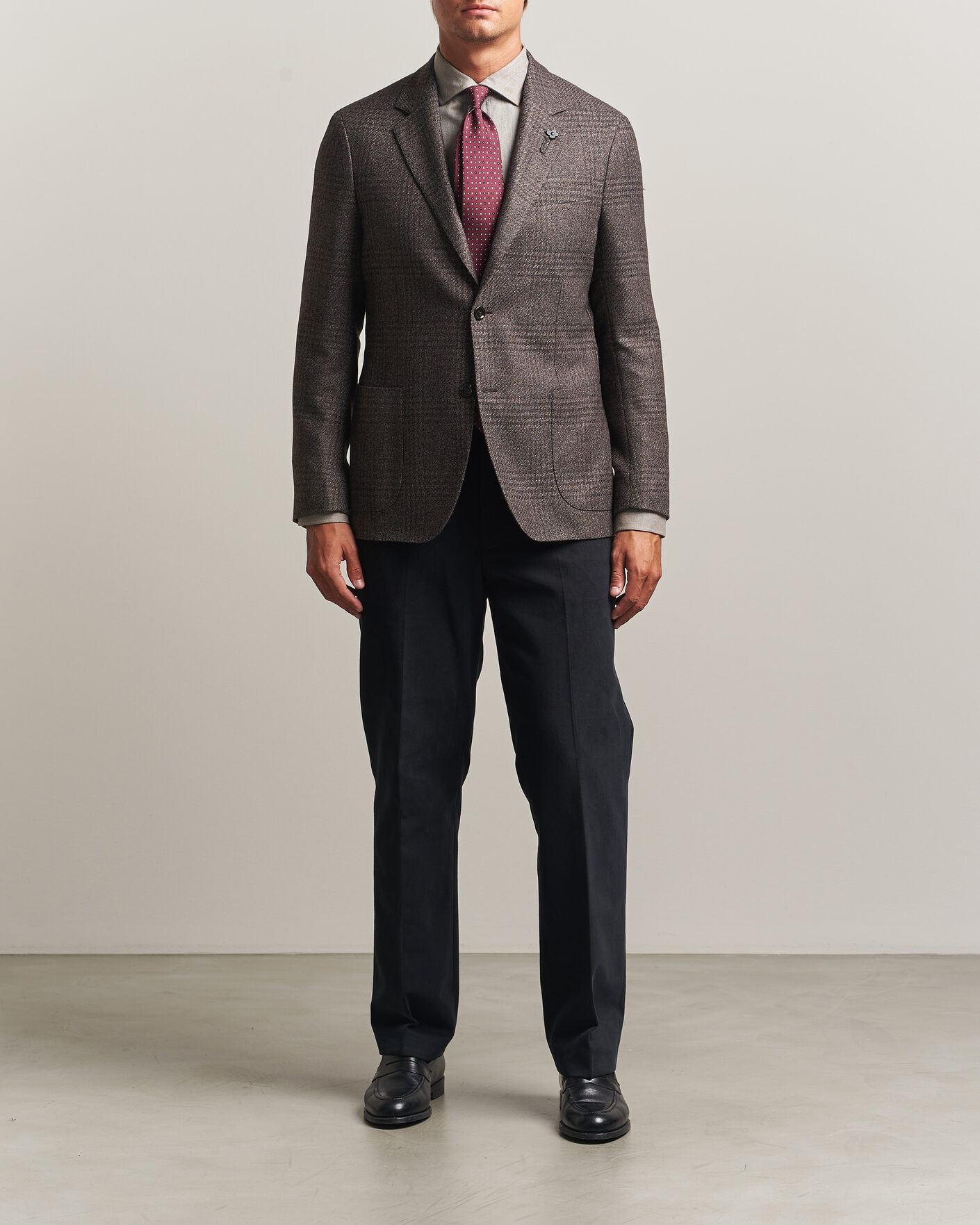 Hombres | Blazers | Lardini | Wool Structure Checked Blazer Brown