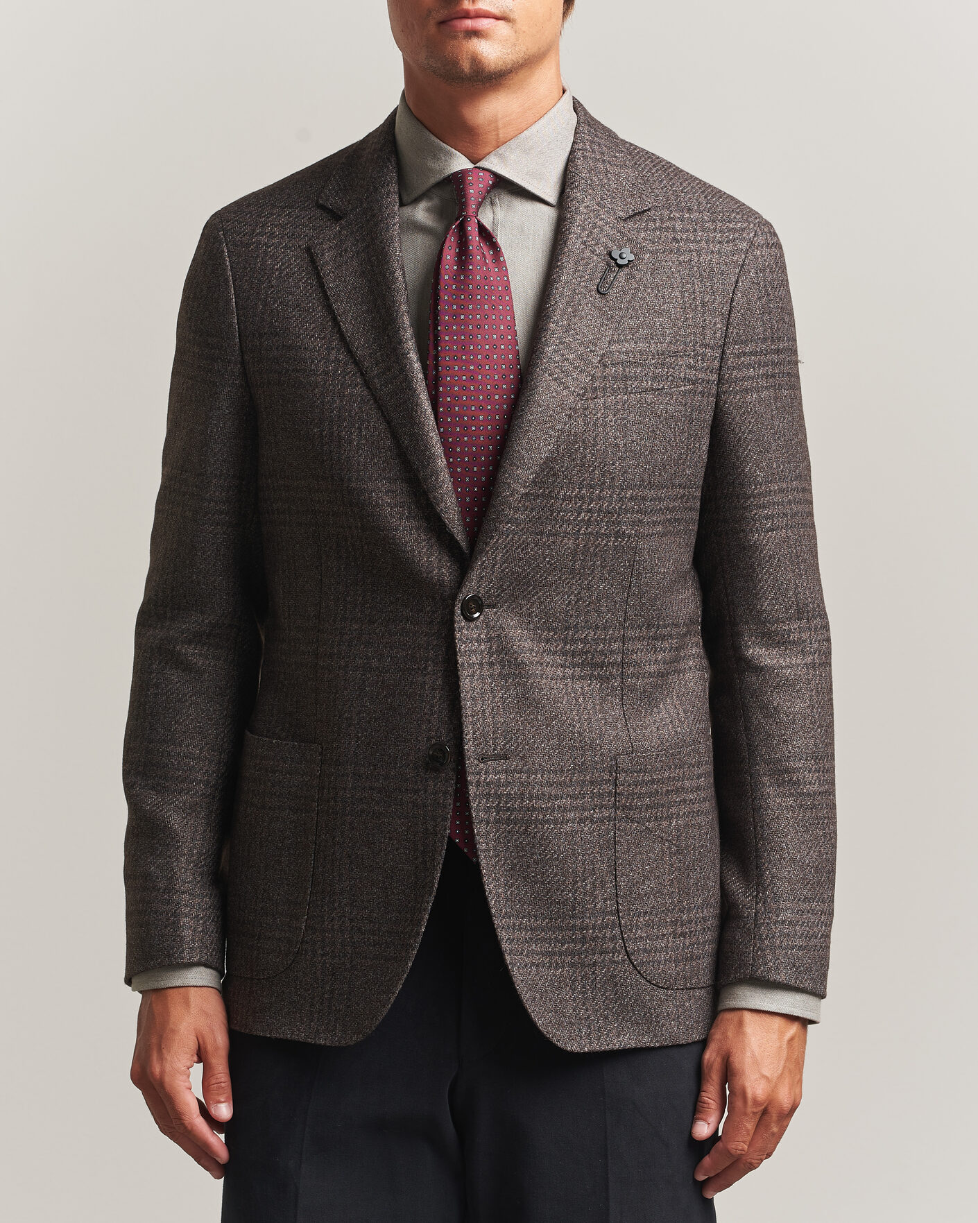 Hombres | Blazers | Lardini | Wool Structure Checked Blazer Brown