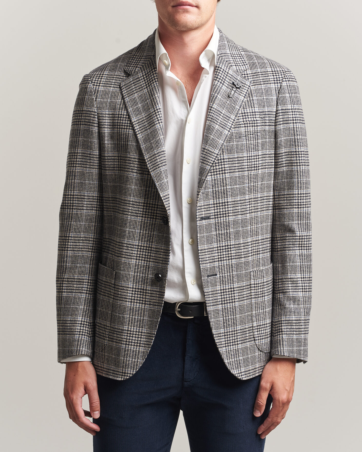 Hombres | Blazers | Lardini | Wool/Cashmere Houndstooth Blazer Blue