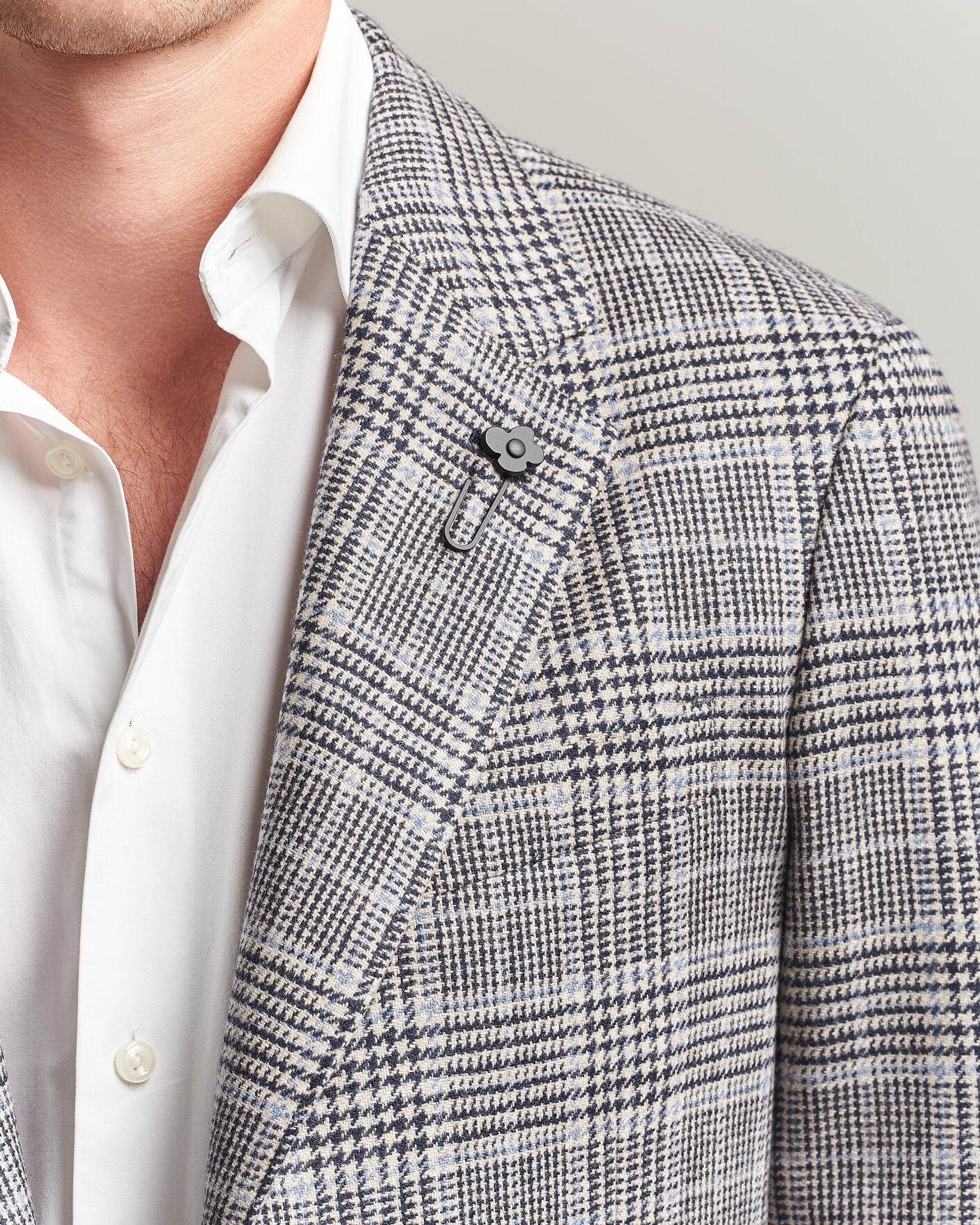Hombres | Blazers | Lardini | Wool/Cashmere Houndstooth Blazer Blue