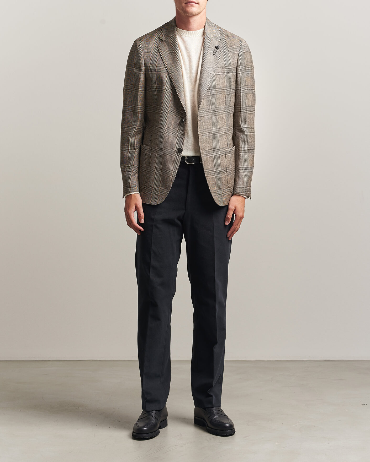 Hombres | Blazers | Lardini | Wool Prince of Wales Check Blazer Brown