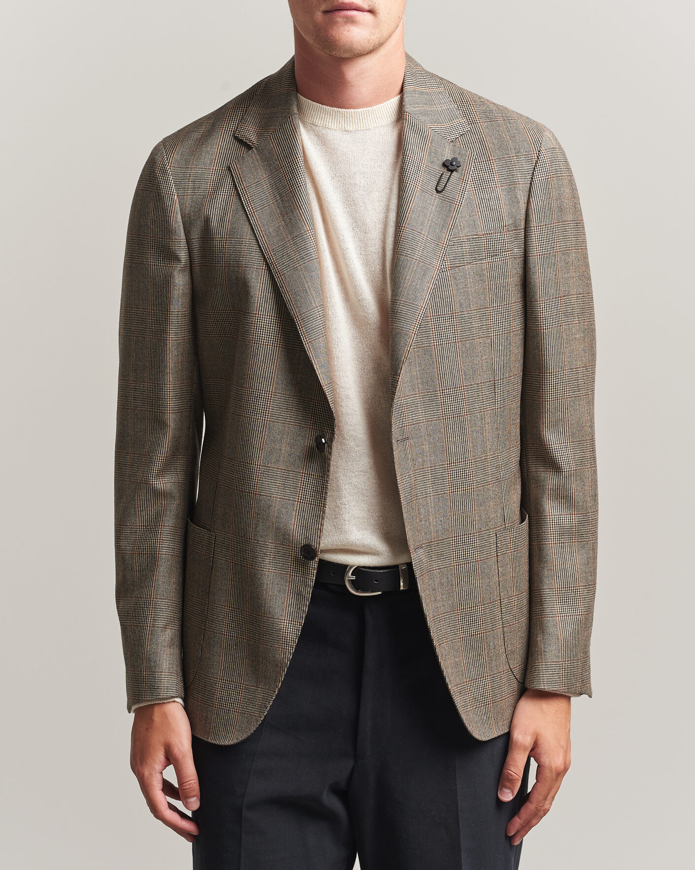 Hombres | Blazers | Lardini | Wool Prince of Wales Check Blazer Brown