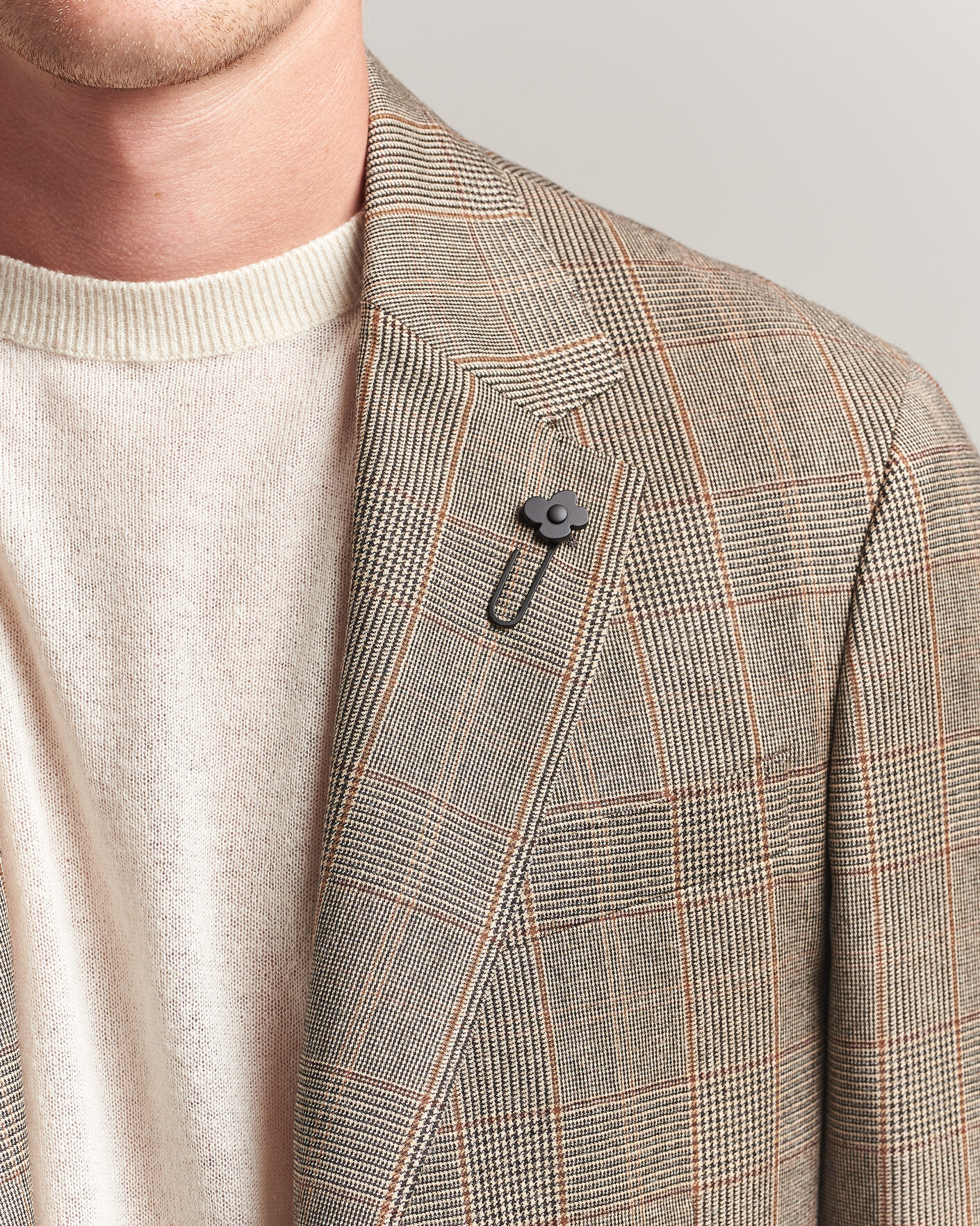 Hombres | Blazers | Lardini | Wool Prince of Wales Check Blazer Brown