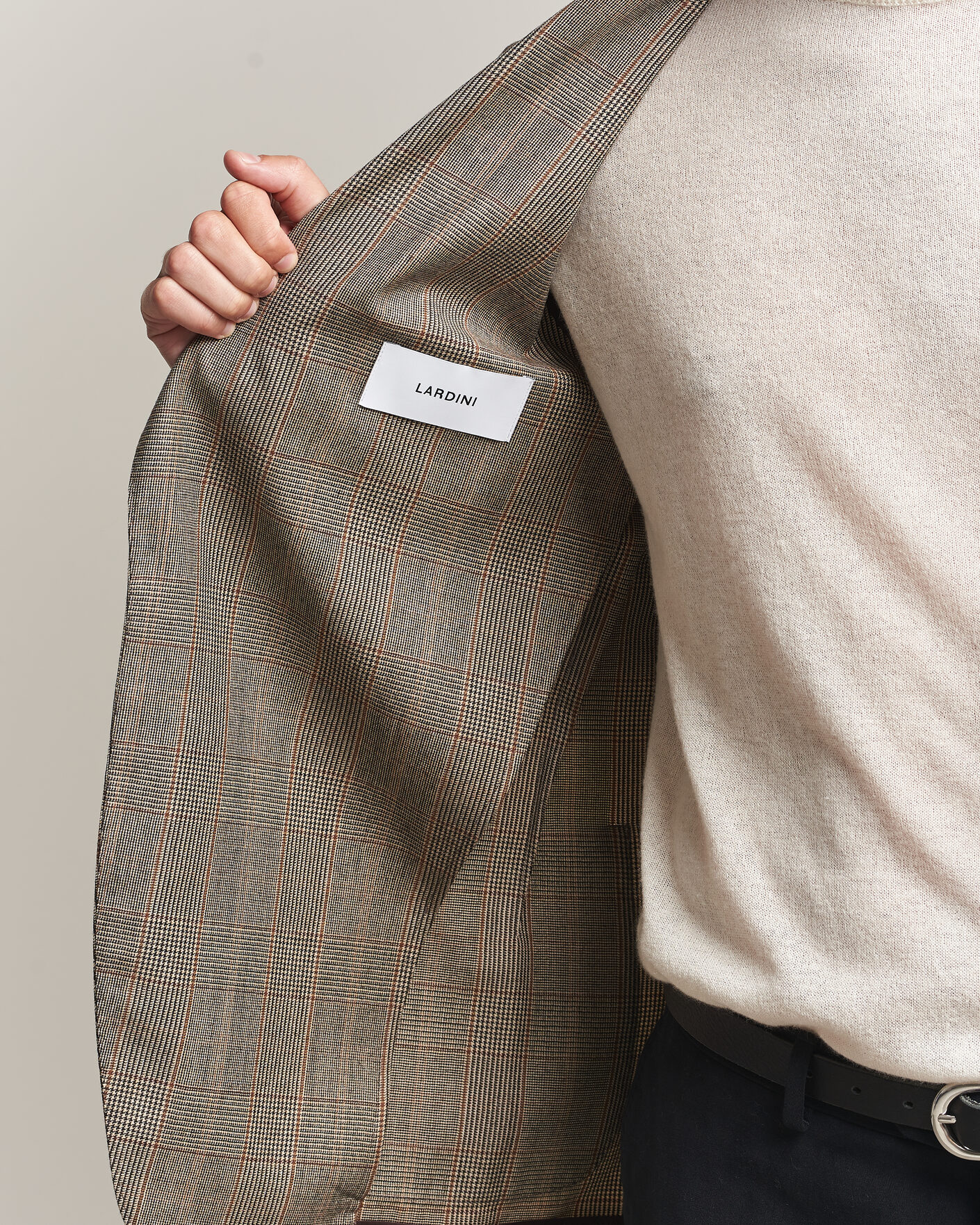 Hombres | Blazers | Lardini | Wool Prince of Wales Check Blazer Brown